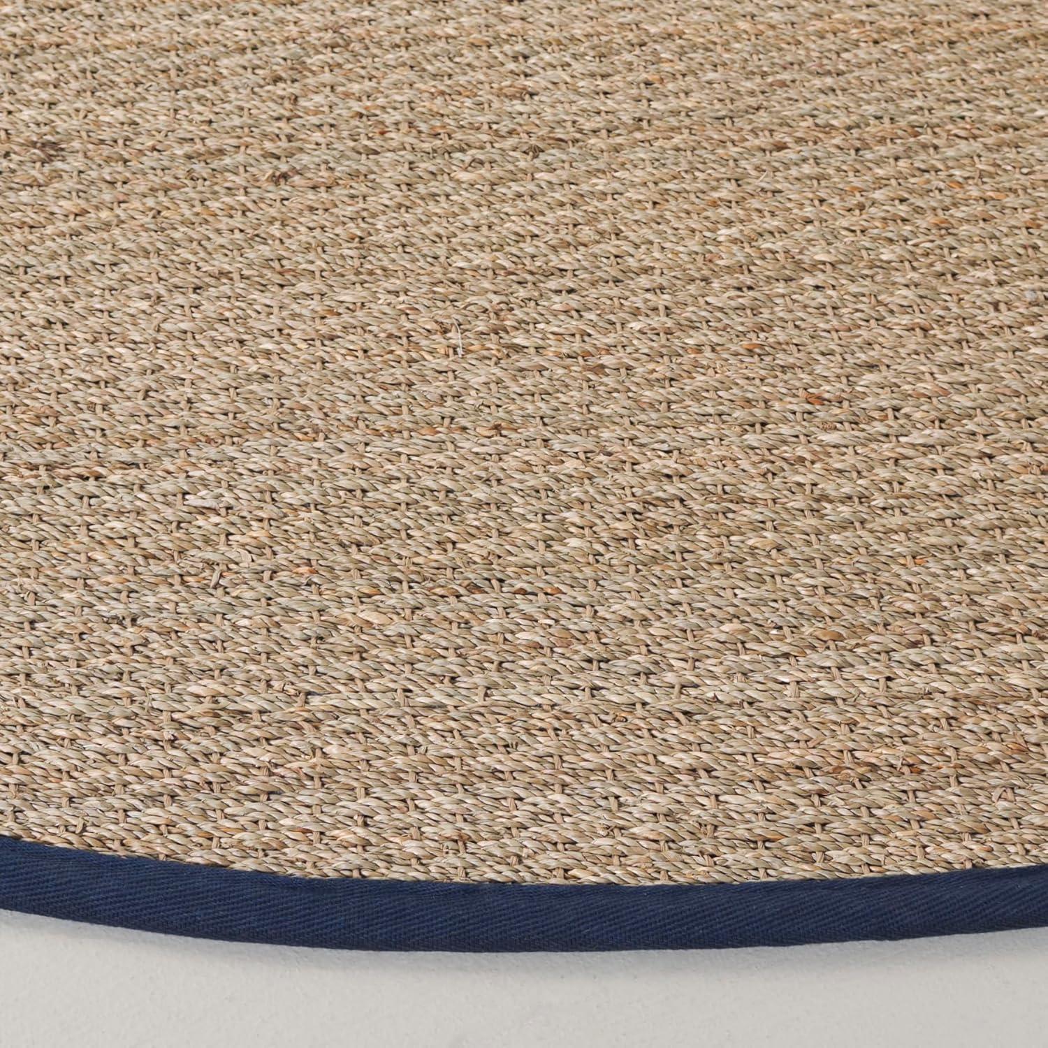 image:imageSAFAVIEH Area Rug 8x10 Natural Fiber Collection Large Natural amp Ivory Seagrass Ideal for Living Room Bedroom Dining Space NF111JNaturalNavy Blue