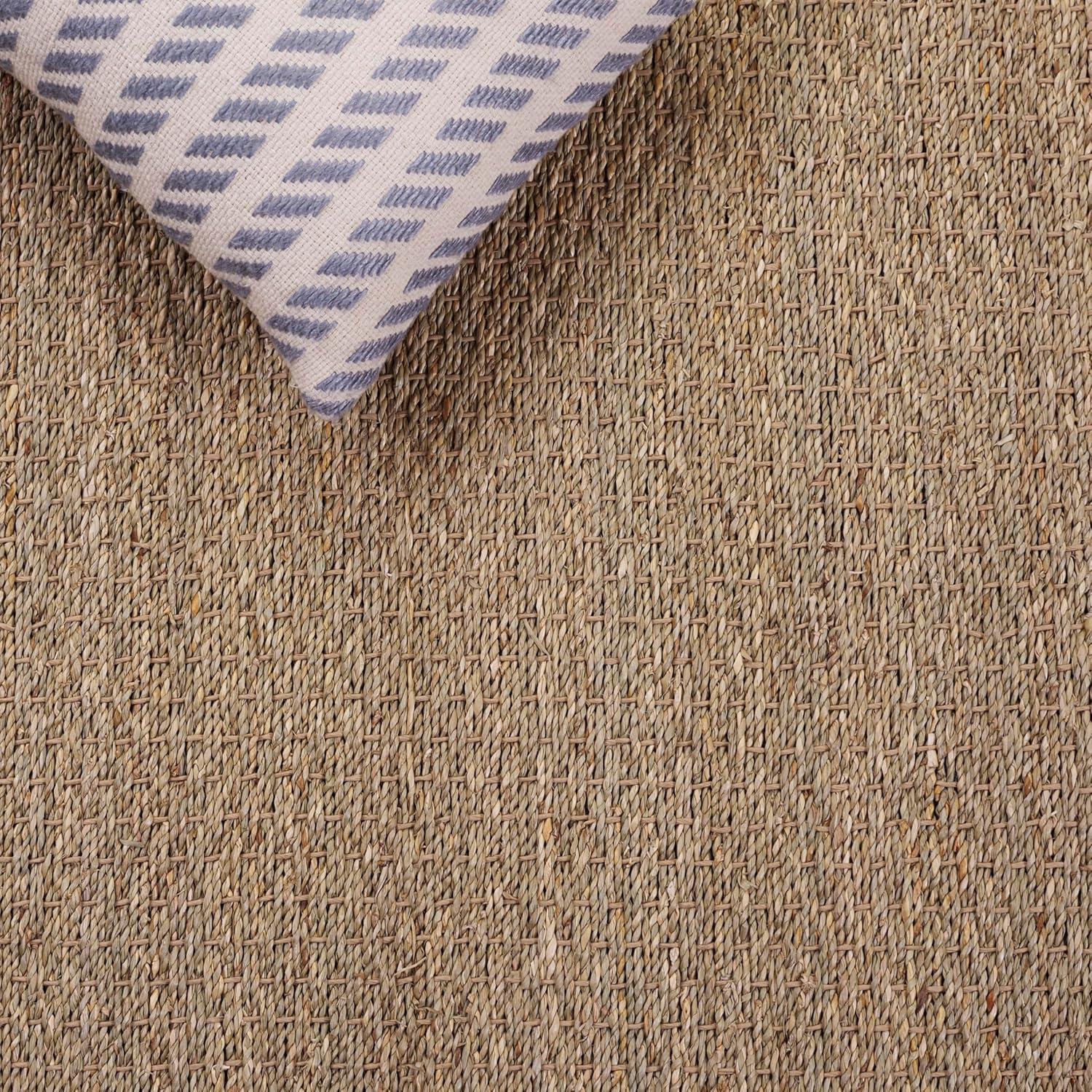 image:imageSAFAVIEH Area Rug 8x10 Natural Fiber Collection Large Natural amp Ivory Seagrass Ideal for Living Room Bedroom Dining Space NF111JNaturalNavy Blue