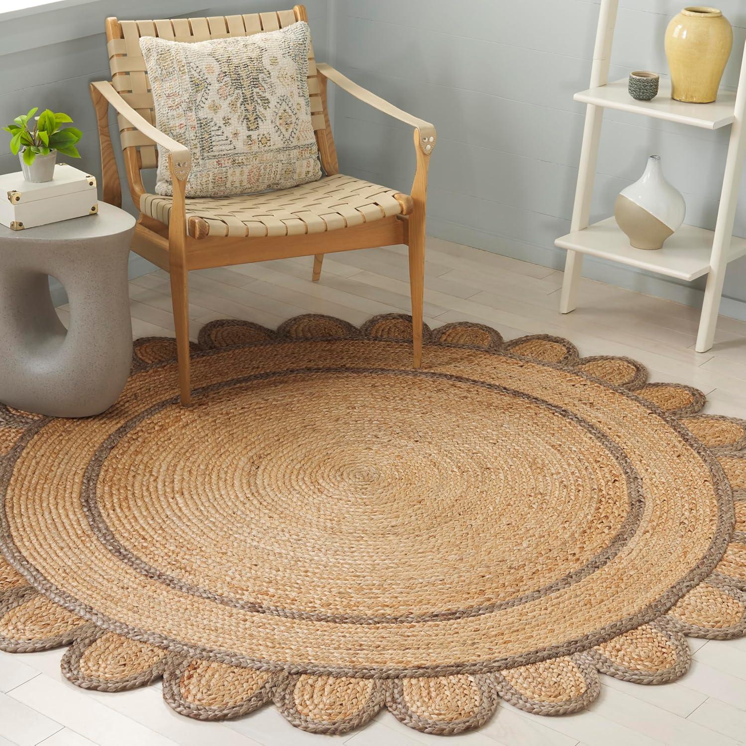 image:imageSAFAVIEH Area Rug 8x10 Natural Fiber Collection Large Natural amp Olive Handmade Jute Ideal for Living Room Bedroom Dining Space NFB125XNaturalGrey