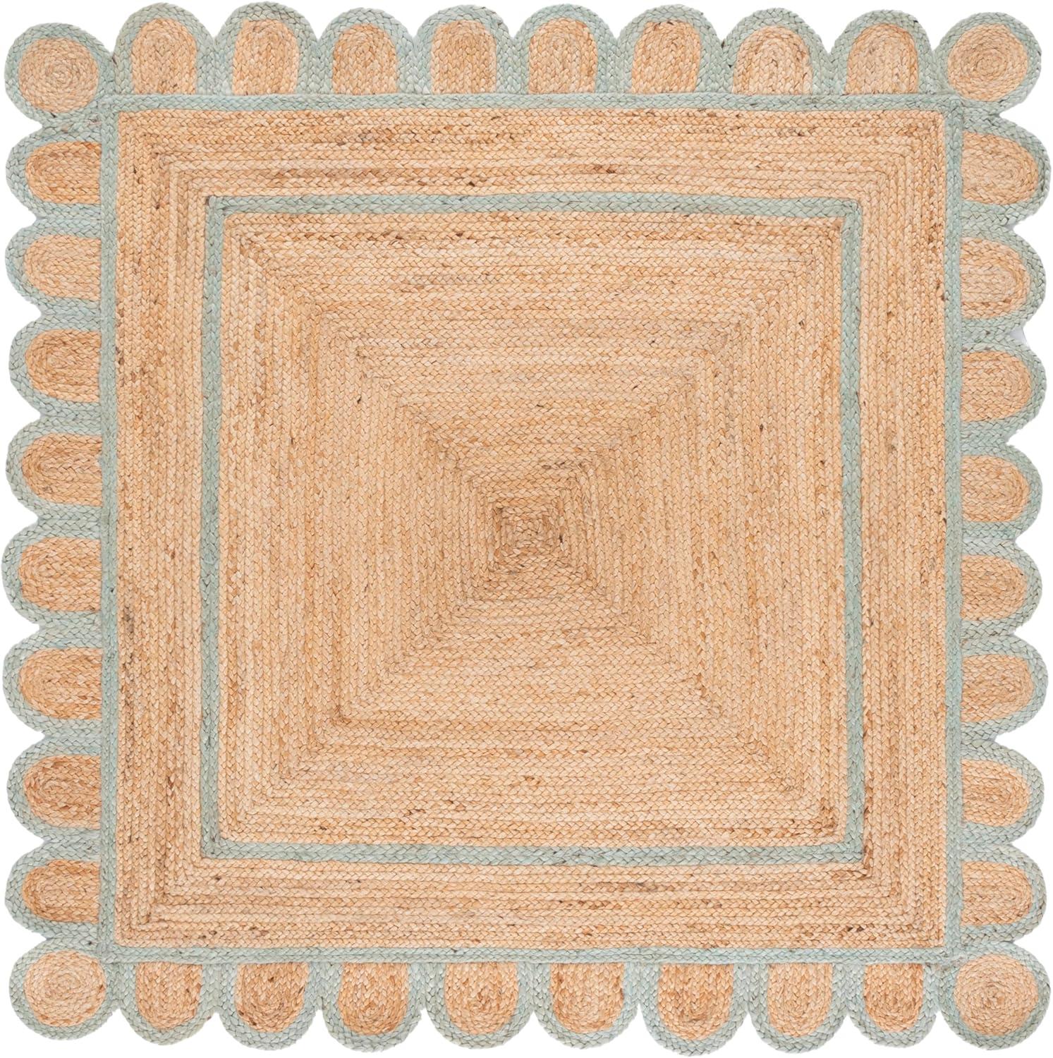 image:imageSAFAVIEH Area Rug 8x10 Natural Fiber Collection Large Natural amp Olive Handmade Jute Ideal for Living Room Bedroom Dining Space NFB125XNaturalLight Blue
