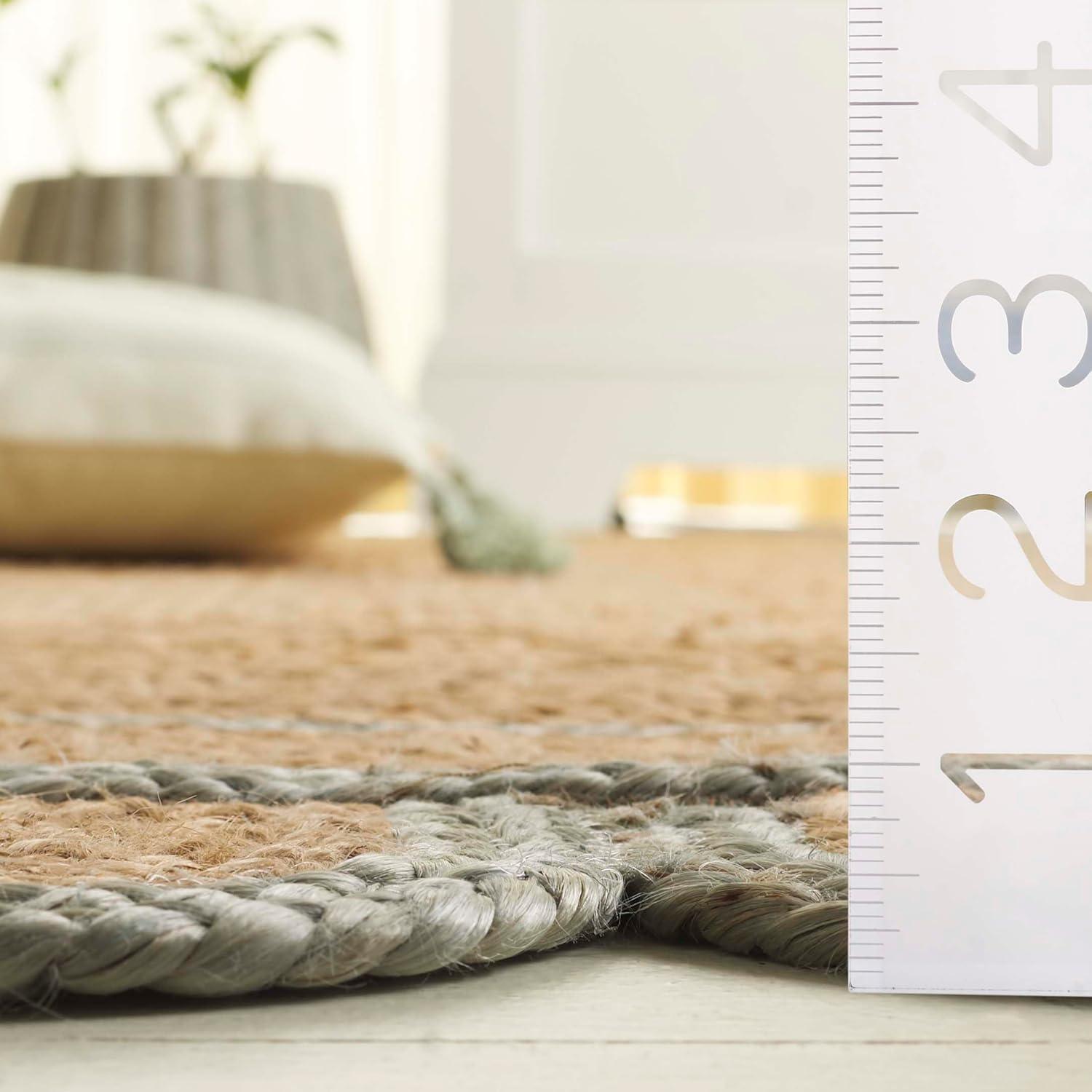 image:imageSAFAVIEH Area Rug 8x10 Natural Fiber Collection Large Natural amp Olive Handmade Jute Ideal for Living Room Bedroom Dining Space NFB125XNaturalLight Blue