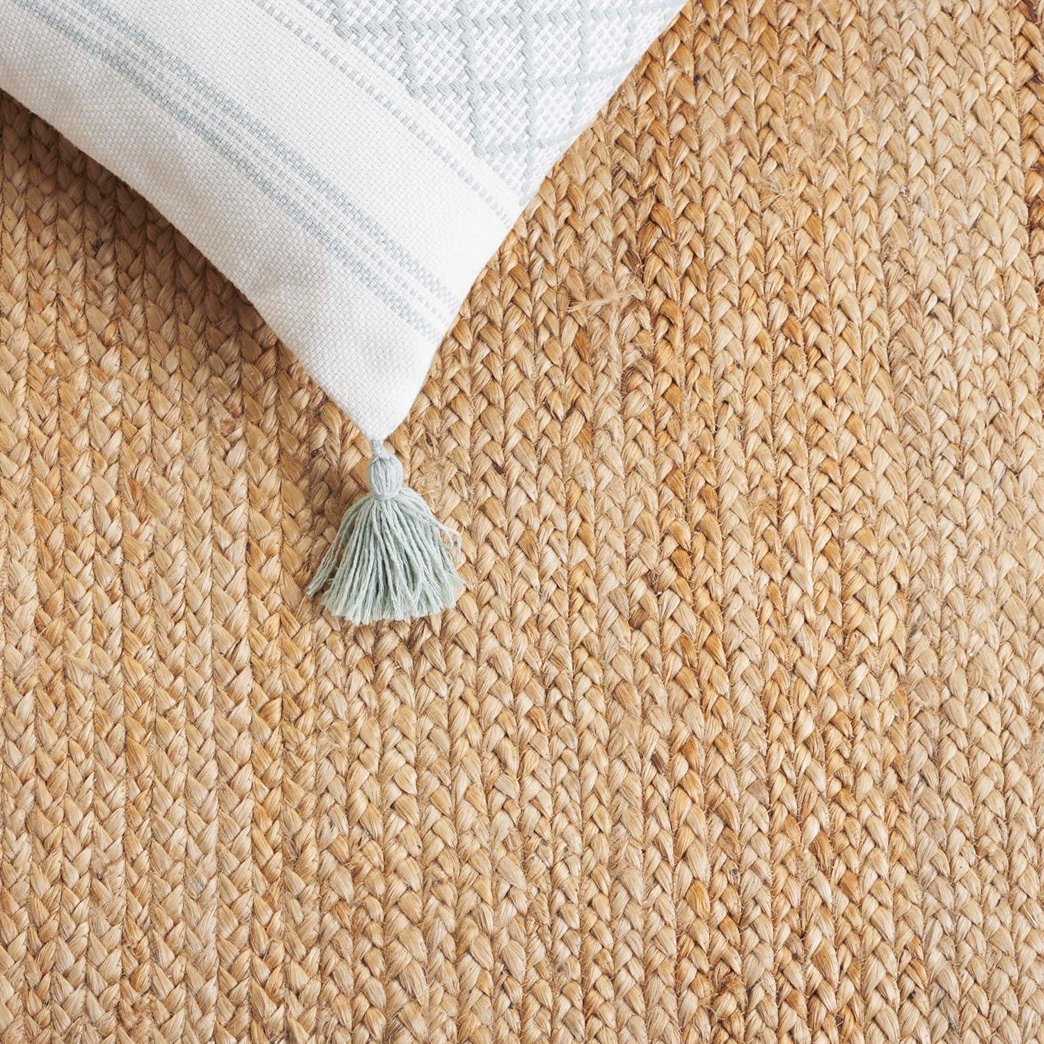 image:imageSAFAVIEH Area Rug 8x10 Natural Fiber Collection Large Natural amp Olive Handmade Jute Ideal for Living Room Bedroom Dining Space NFB125XNaturalLight Blue