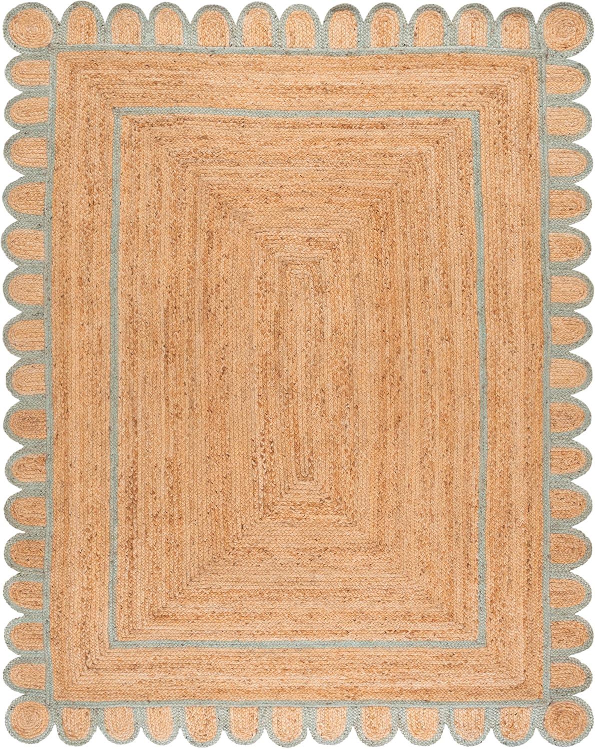 image:imageSAFAVIEH Area Rug 8x10 Natural Fiber Collection Large Natural amp Olive Handmade Jute Ideal for Living Room Bedroom Dining Space NFB125XNaturalLight Blue