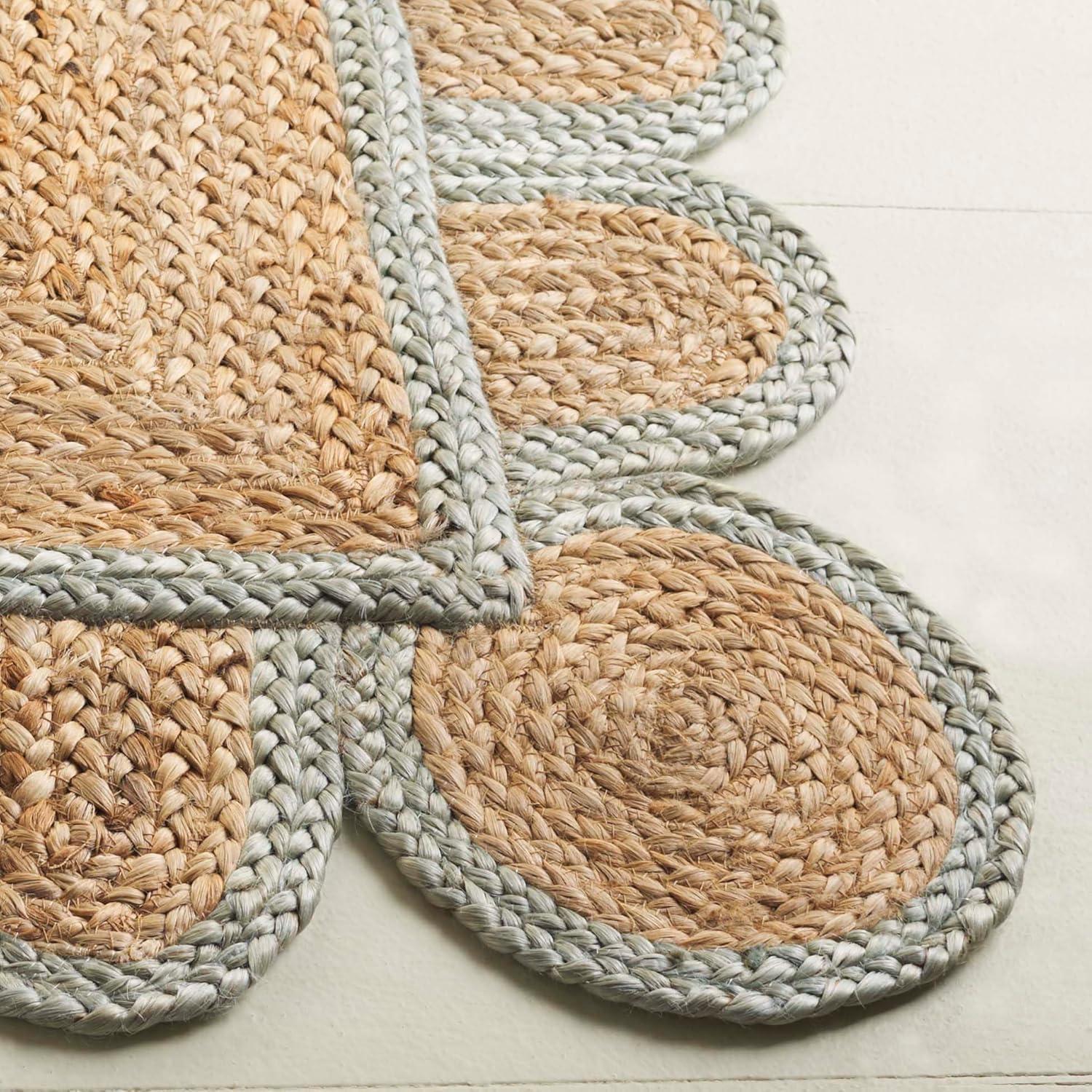 image:imageSAFAVIEH Area Rug 8x10 Natural Fiber Collection Large Natural amp Olive Handmade Jute Ideal for Living Room Bedroom Dining Space NFB125XNaturalLight Blue