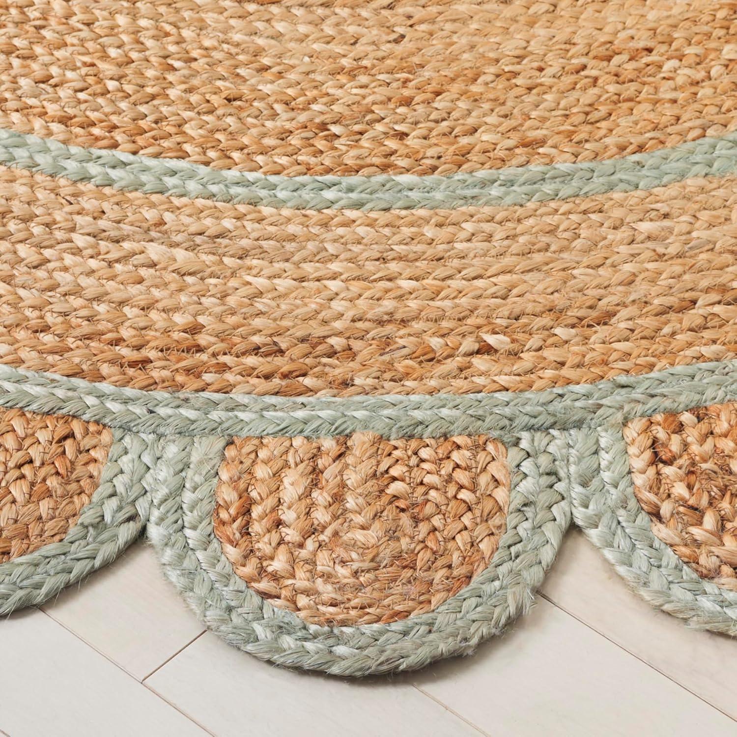 image:imageSAFAVIEH Area Rug 8x10 Natural Fiber Collection Large Natural amp Olive Handmade Jute Ideal for Living Room Bedroom Dining Space NFB125XNaturalLight Blue