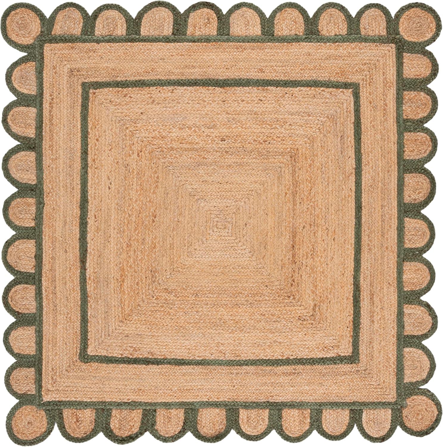 image:imageSAFAVIEH Area Rug 8x10 Natural Fiber Collection Large Natural amp Olive Handmade Jute Ideal for Living Room Bedroom Dining Space NFB125XNaturalOlive