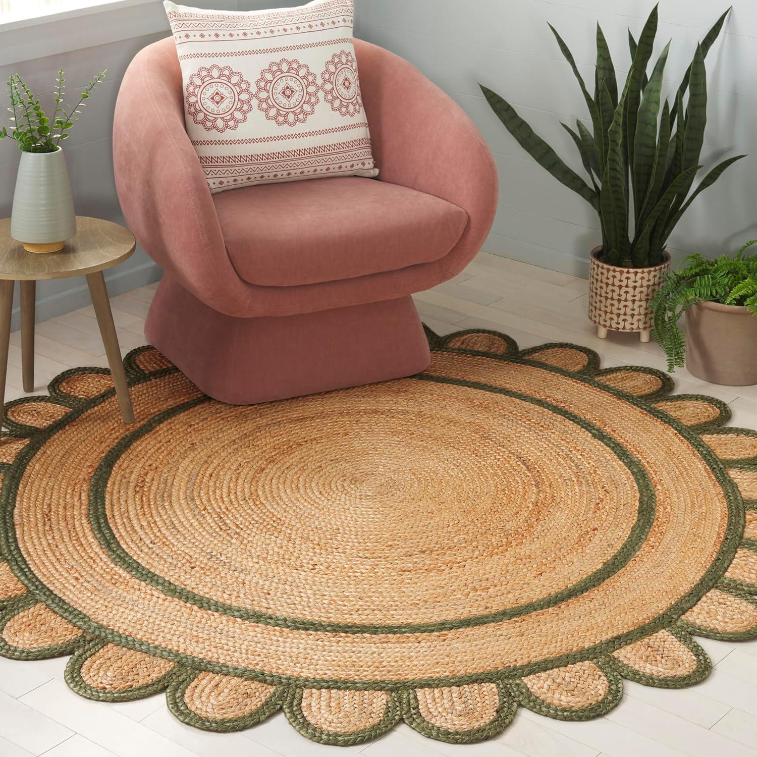 image:imageSAFAVIEH Area Rug 8x10 Natural Fiber Collection Large Natural amp Olive Handmade Jute Ideal for Living Room Bedroom Dining Space NFB125XNaturalOlive