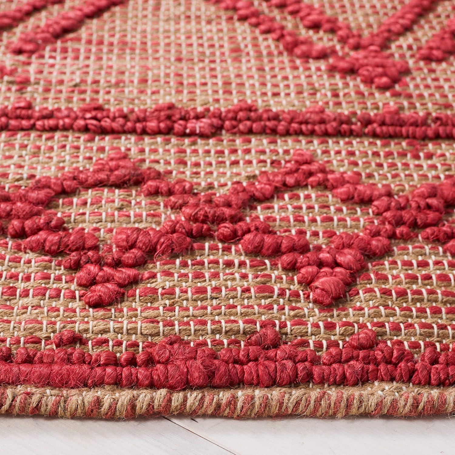 image:imageSAFAVIEH Area Rug 8x10 Natural Fiber Collection Large Red amp Natural Handmade Jute Rustic Farmhouse Style Ideal for Living Room Bedroom Dining Space NF219QRedNatural