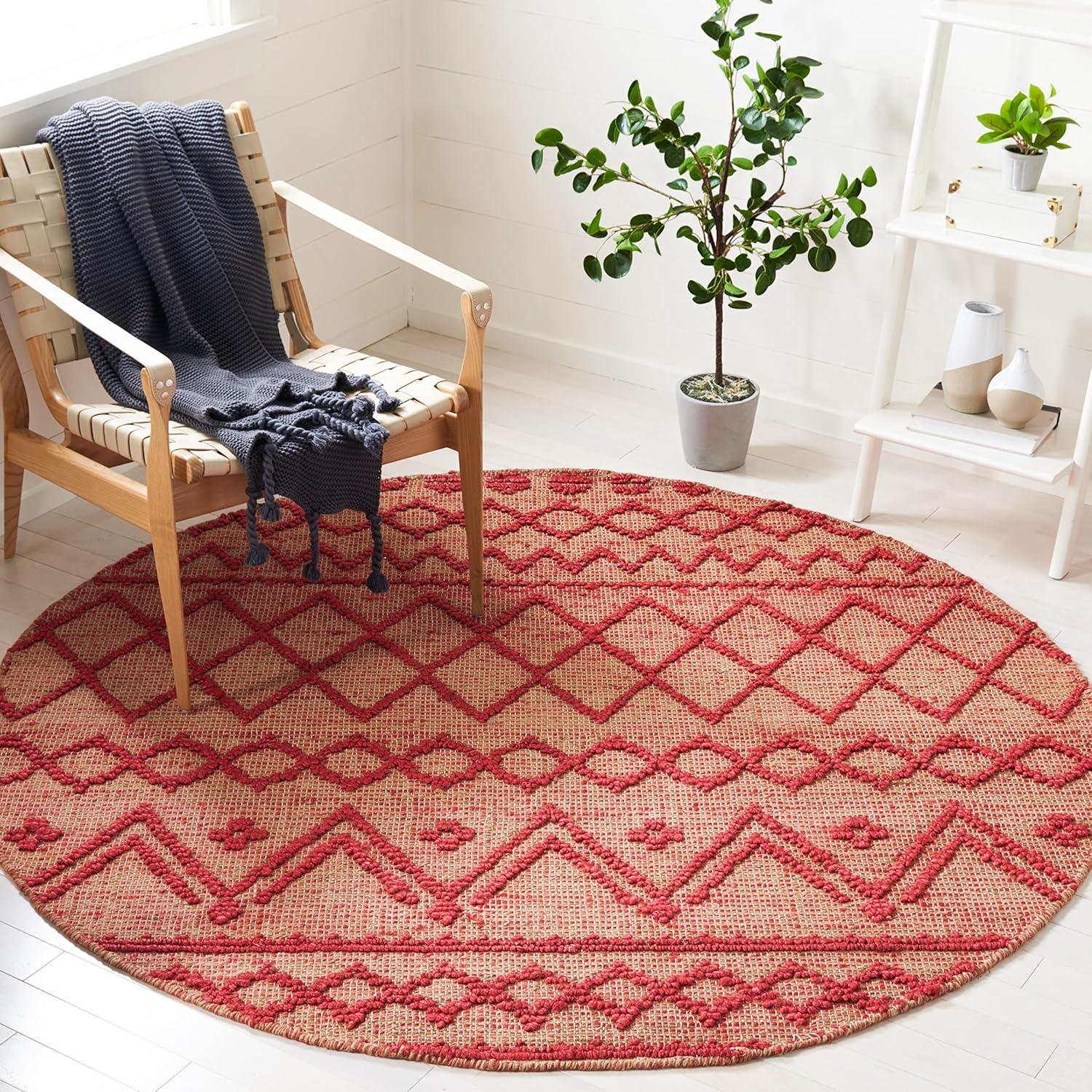 image:imageSAFAVIEH Area Rug 8x10 Natural Fiber Collection Large Red amp Natural Handmade Jute Rustic Farmhouse Style Ideal for Living Room Bedroom Dining Space NF219QRedNatural