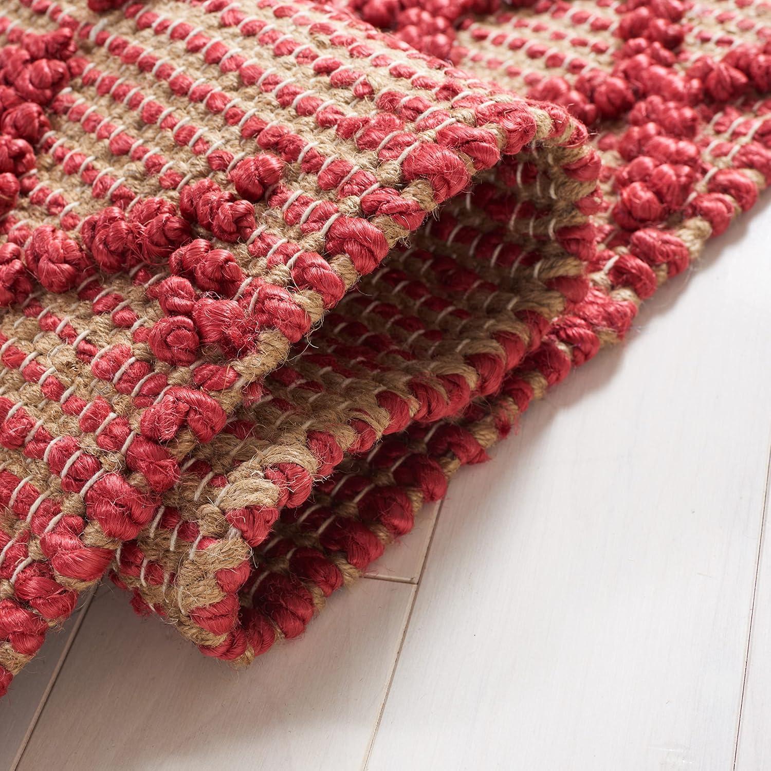 image:imageSAFAVIEH Area Rug 8x10 Natural Fiber Collection Large Red amp Natural Handmade Jute Rustic Farmhouse Style Ideal for Living Room Bedroom Dining Space NF219QRedNatural