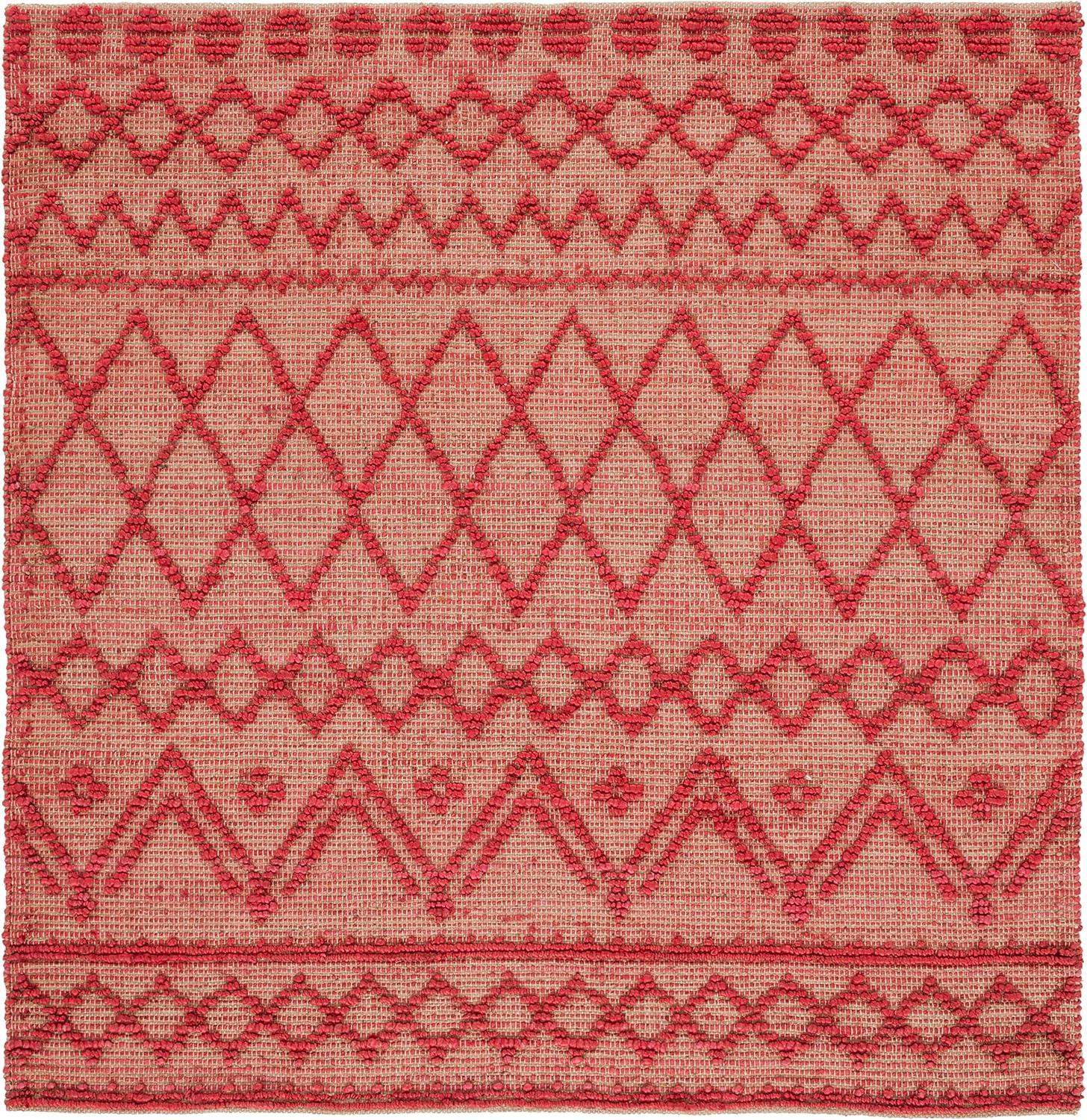 image:imageSAFAVIEH Area Rug 8x10 Natural Fiber Collection Large Red amp Natural Handmade Jute Rustic Farmhouse Style Ideal for Living Room Bedroom Dining Space NF219QRedNatural