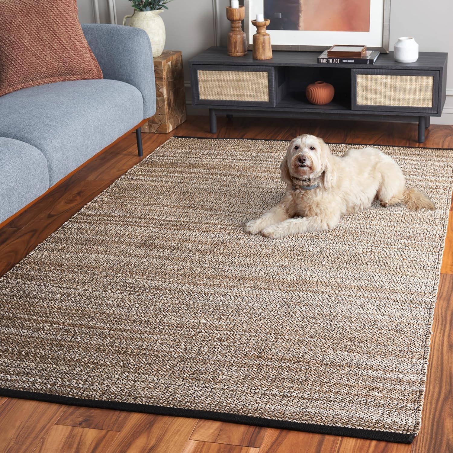 image:imageSAFAVIEH Area Rug 8x10 Natural Fiber Collection Large Taupe amp Bleach Flat Weave Jute Ideal for Living Room Bedroom Dining Space NF865ETaupeBleach