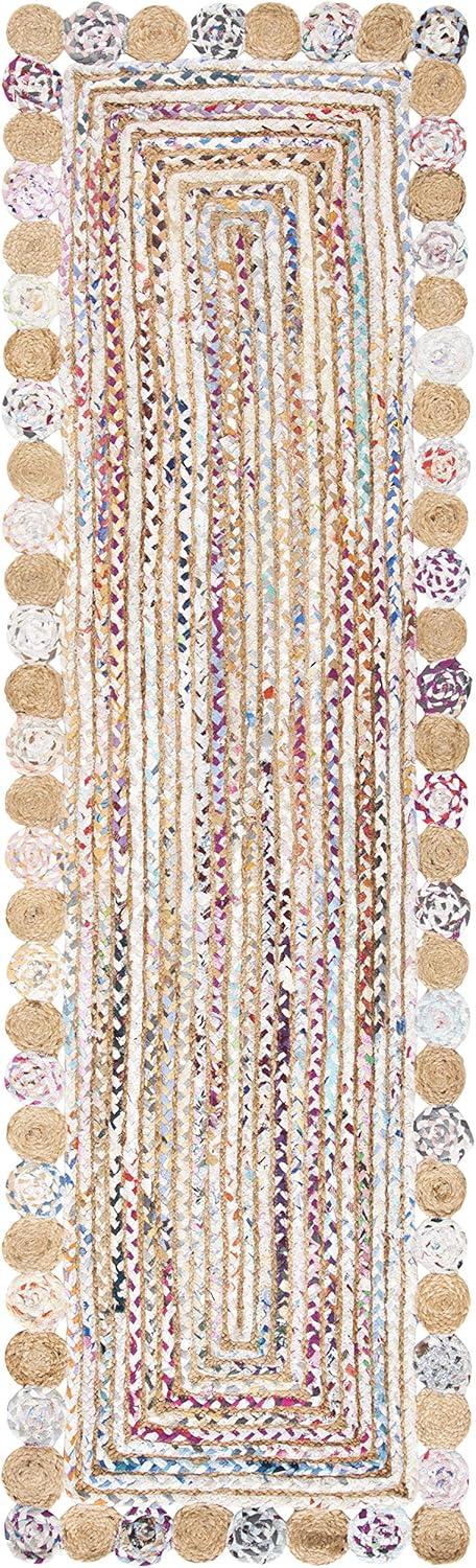 image:imageSAFAVIEH Cape Cod Collection 8 x 10 Green Natural CAP201Y Handmade Boho Braided Jute amp Cotton Living Room Dining Bedroom Area RugBeigeMulti