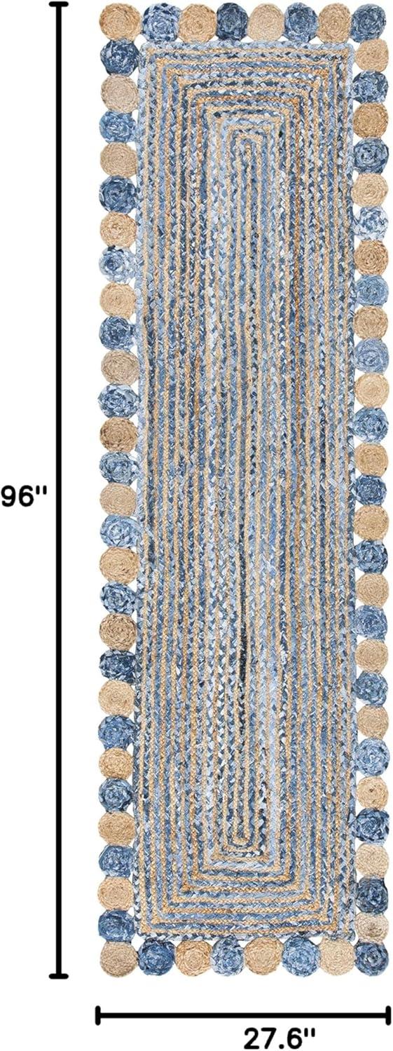 image:imageSAFAVIEH Cape Cod Collection 8 x 10 Green Natural CAP201Y Handmade Boho Braided Jute amp Cotton Living Room Dining Bedroom Area RugBlueBeige