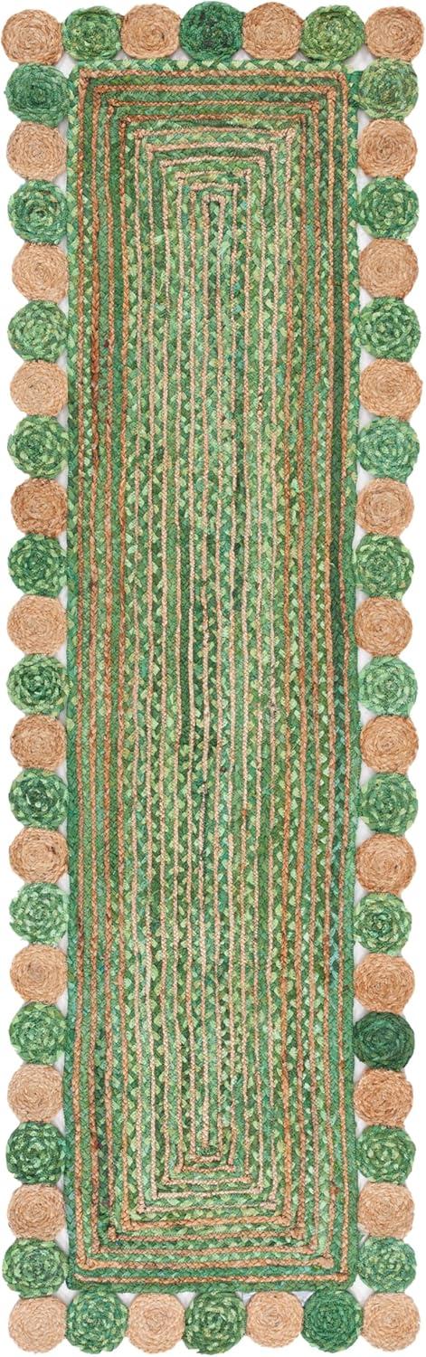 image:imageSAFAVIEH Cape Cod Collection 8 x 10 Green Natural CAP201Y Handmade Boho Braided Jute amp Cotton Living Room Dining Bedroom Area RugGreenNatural