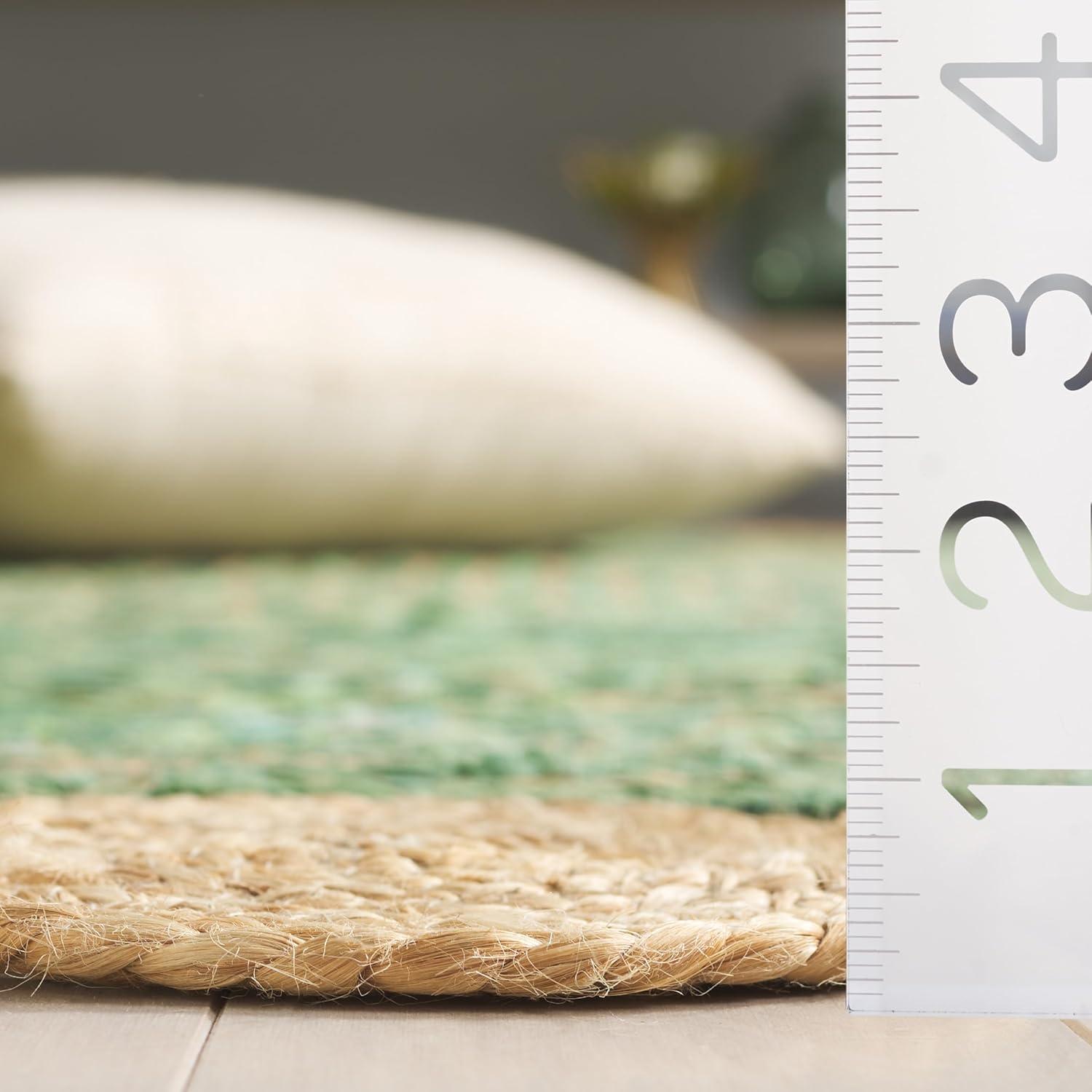 image:imageSAFAVIEH Cape Cod Collection 8 x 10 Green Natural CAP201Y Handmade Boho Braided Jute amp Cotton Living Room Dining Bedroom Area RugGreenNatural