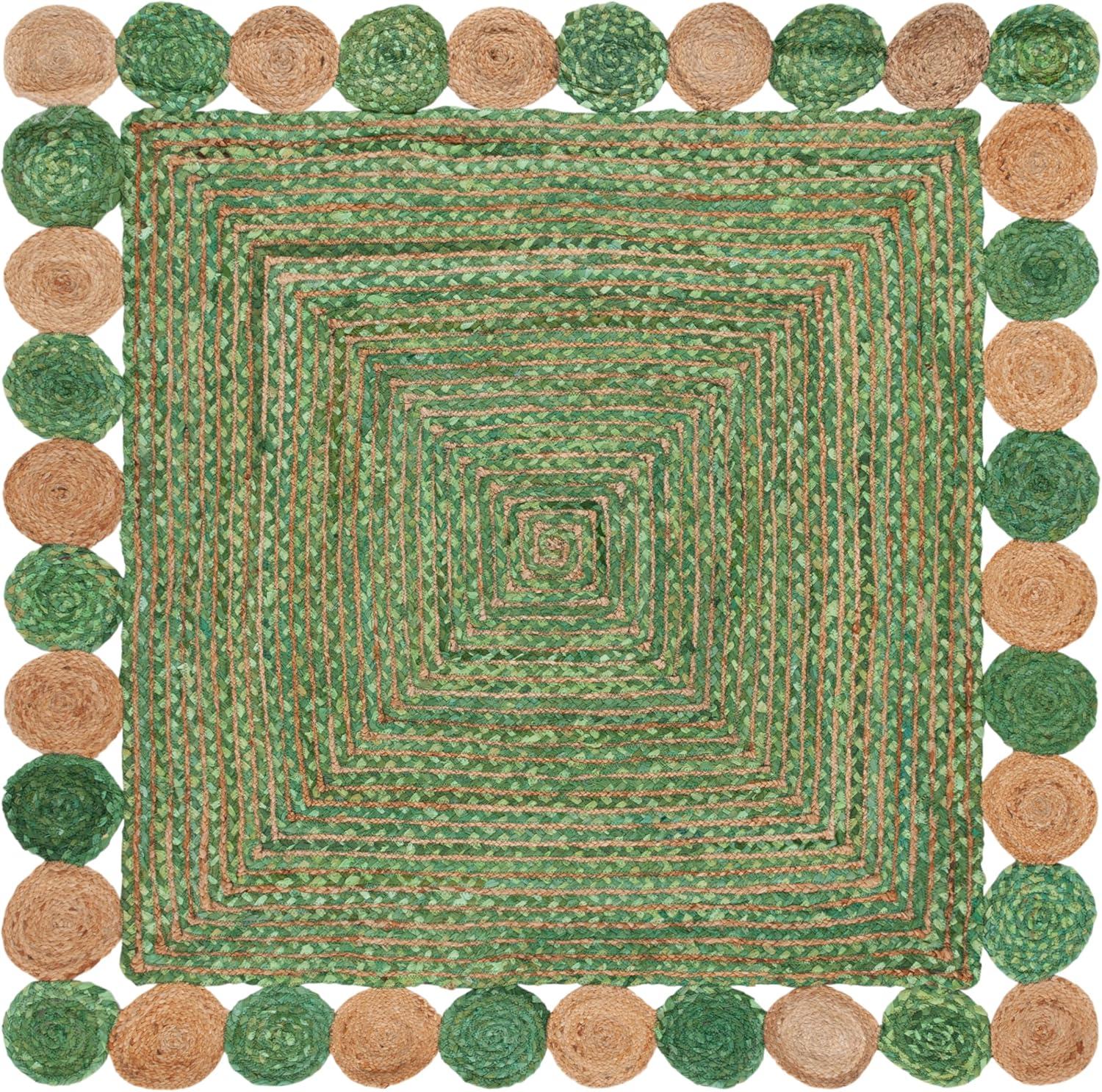 image:imageSAFAVIEH Cape Cod Collection 8 x 10 Green Natural CAP201Y Handmade Boho Braided Jute amp Cotton Living Room Dining Bedroom Area RugGreenNatural