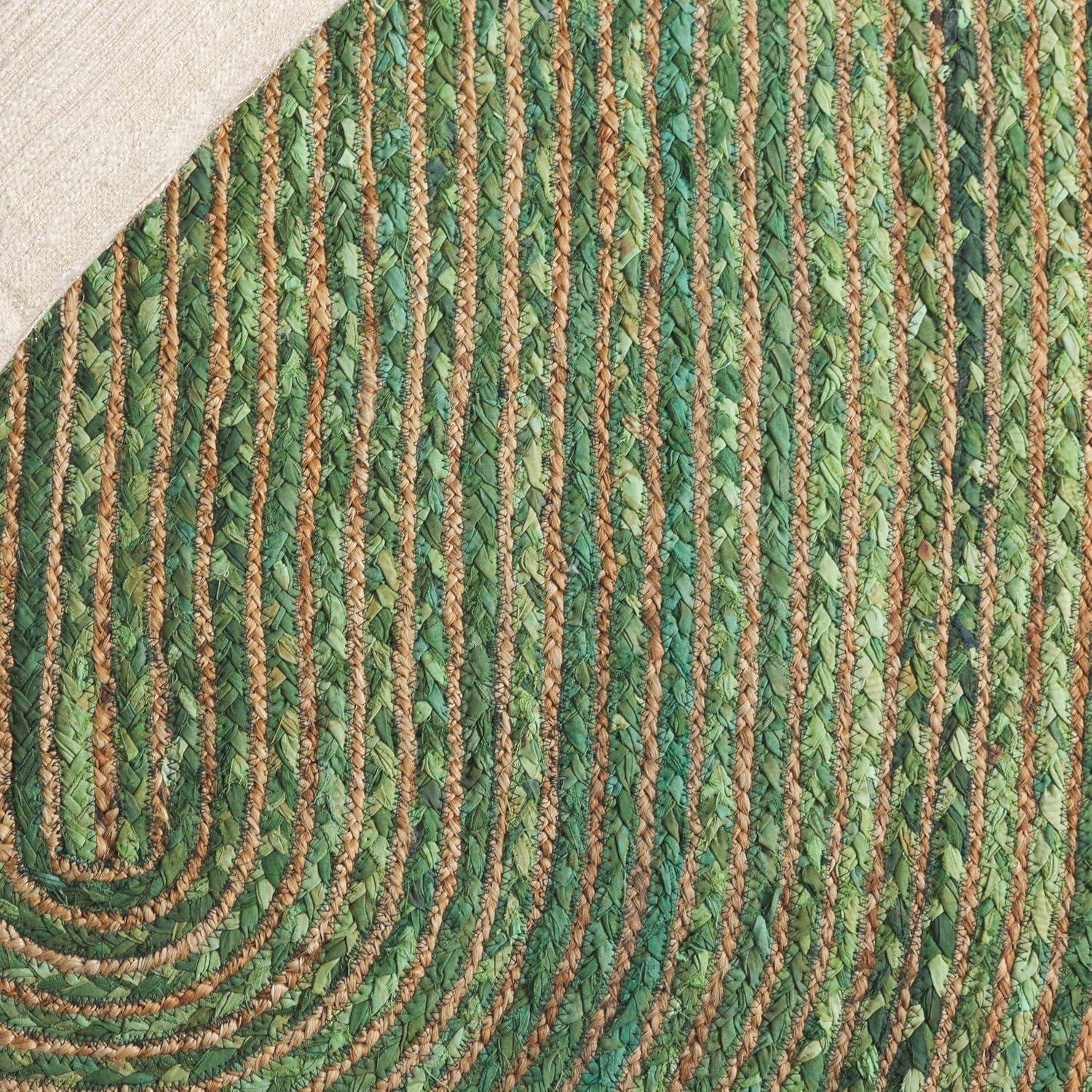 image:imageSAFAVIEH Cape Cod Collection 8 x 10 Green Natural CAP201Y Handmade Boho Braided Jute amp Cotton Living Room Dining Bedroom Area RugGreenNatural
