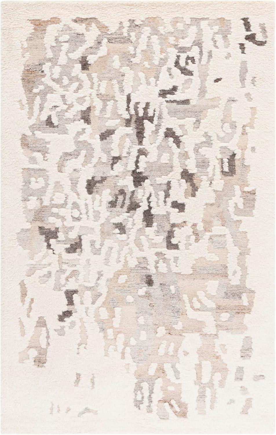 image:imageSAFAVIEH Casablanca Collection Area Rug 5 x 8 Beige amp Ivory Handmade Wool 1inch Thick Ideal for the Living Room Dining Bedroom CSB443BBeigeIvory