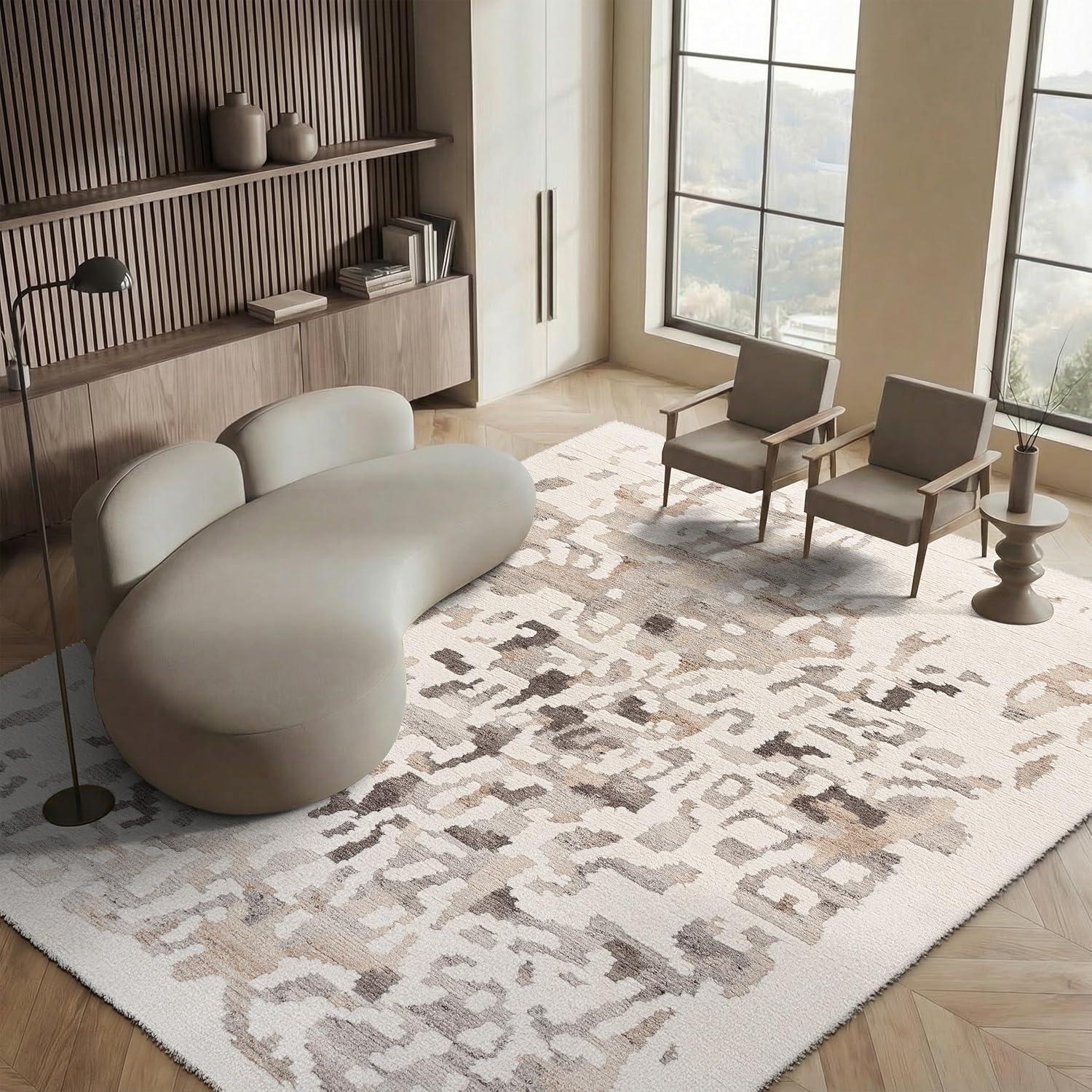 image:imageSAFAVIEH Casablanca Collection Area Rug 5 x 8 Beige amp Ivory Handmade Wool 1inch Thick Ideal for the Living Room Dining Bedroom CSB443BBeigeIvory