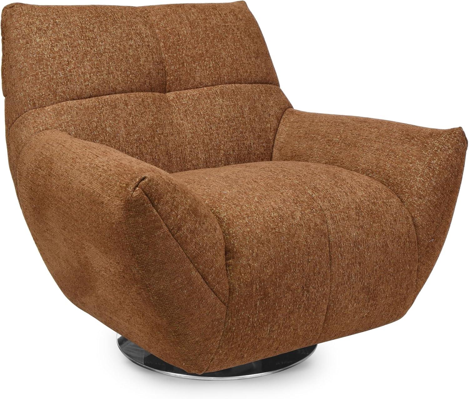 image:imageSAFAVIEH Couture Layletta Swivel Accent Chair Brown Performance Fabric Fully Assembled Ideal for Living Room Bedroom 17 Seat Height SFV2409BBrown