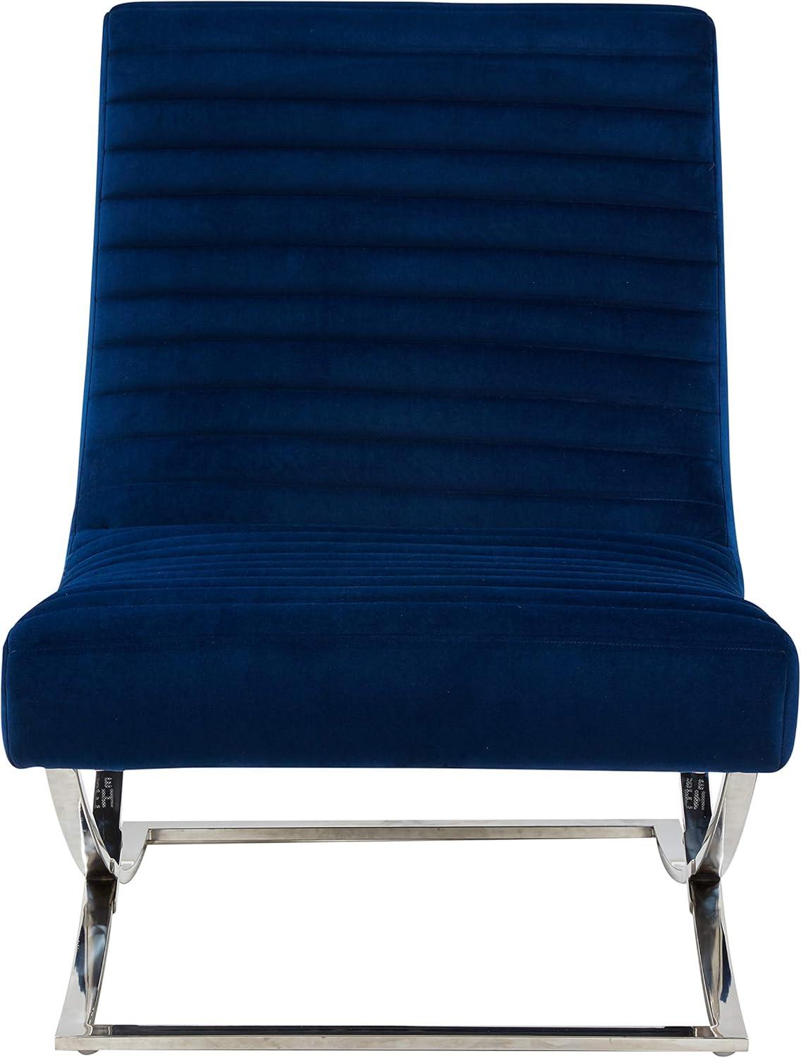 image:imageSAFAVIEH Couture Home Collection Ramsay Navy Tufted Velvet Upholstered Living Room Bedroom Office Lounge Accent Chair SFV4761ANavy