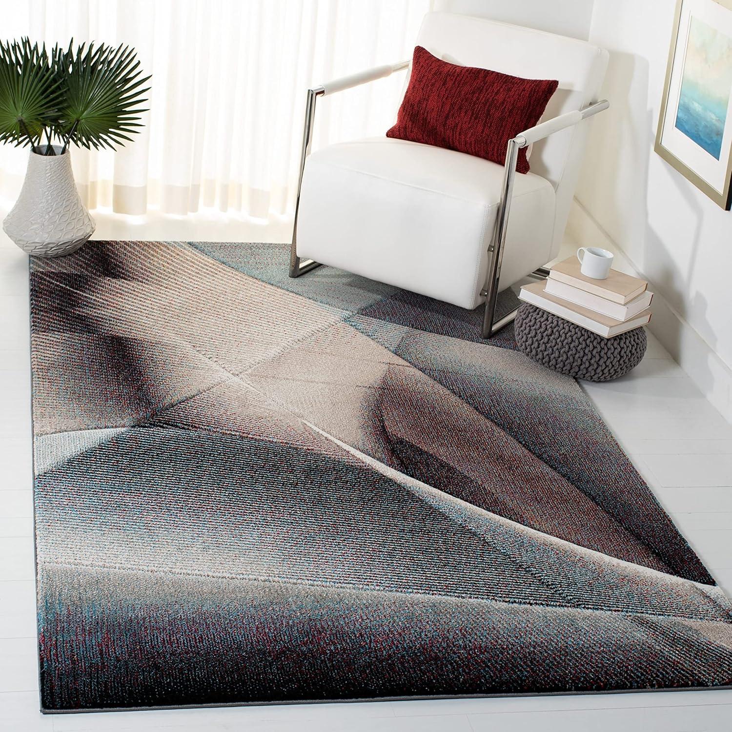 image:imageSAFAVIEH Hollywood Collection Area Rug 9 x 12 Beige amp Blue MidCentury Modern Design NonShedding amp Easy Care Ideal for High Traffic Areas in Living Room Bedroom HLW715BBeigeBlue
