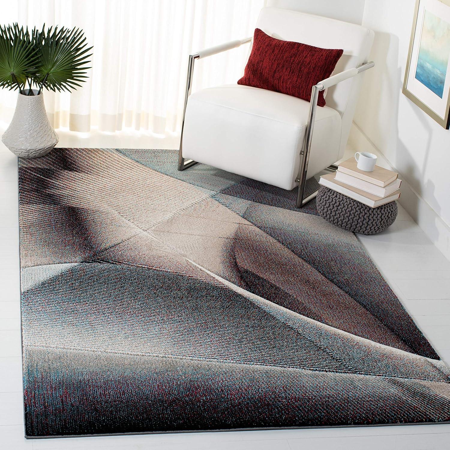 image:imageSAFAVIEH Hollywood Collection Area Rug 9 x 12 Beige amp Blue MidCentury Modern Design NonShedding amp Easy Care Ideal for High Traffic Areas in Living Room Bedroom HLW715BBeigeBlue