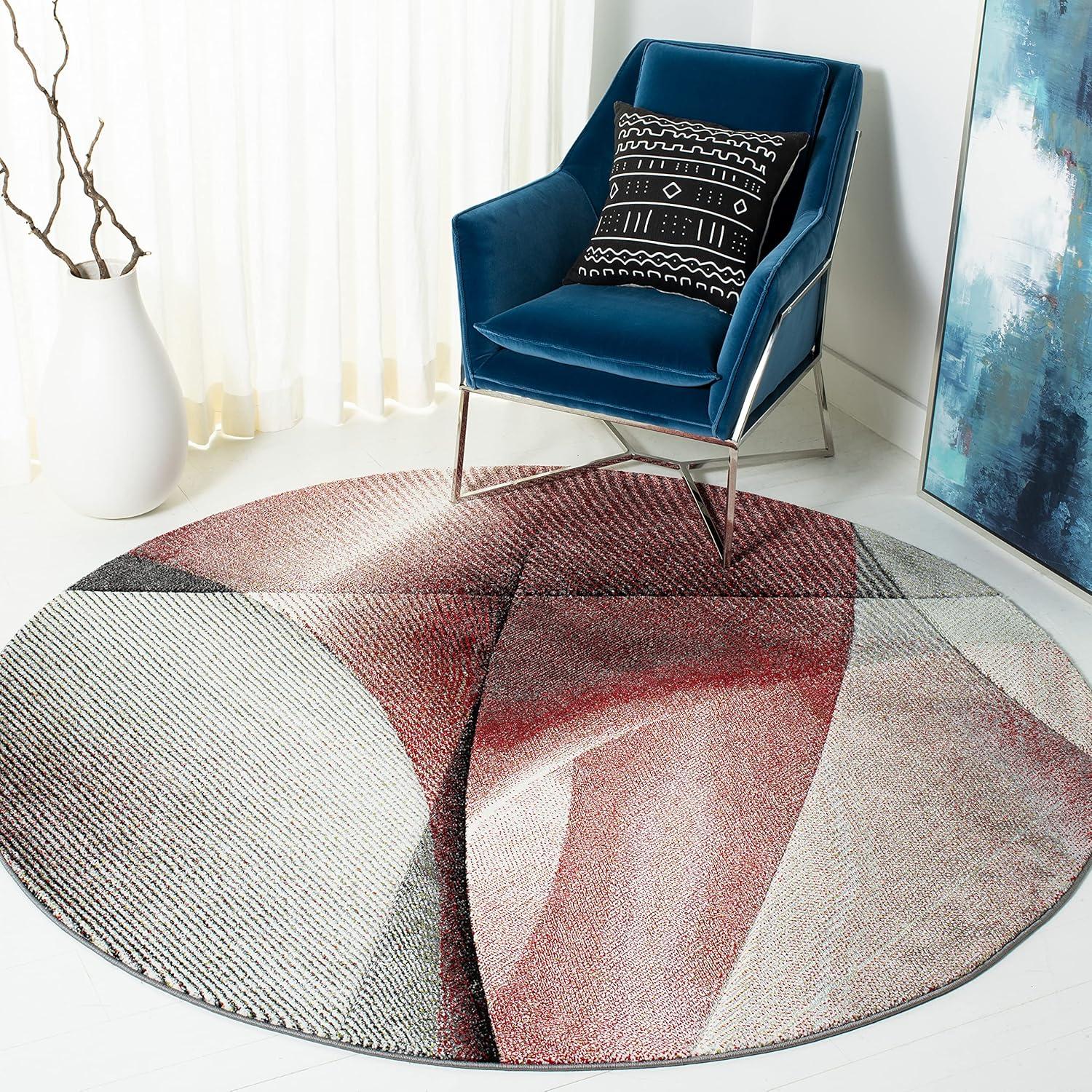 image:imageSAFAVIEH Hollywood Collection Area Rug 9 x 12 Beige amp Blue MidCentury Modern Design NonShedding amp Easy Care Ideal for High Traffic Areas in Living Room Bedroom HLW715BGreyRed