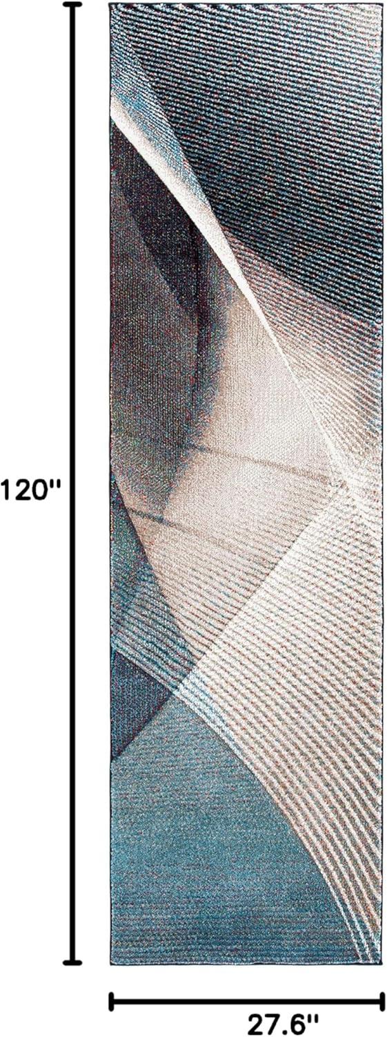 image:imageSAFAVIEH Hollywood Collection Area Rug 9 x 12 Beige amp Blue MidCentury Modern Design NonShedding amp Easy Care Ideal for High Traffic Areas in Living Room Bedroom HLW715BBeigeBlue