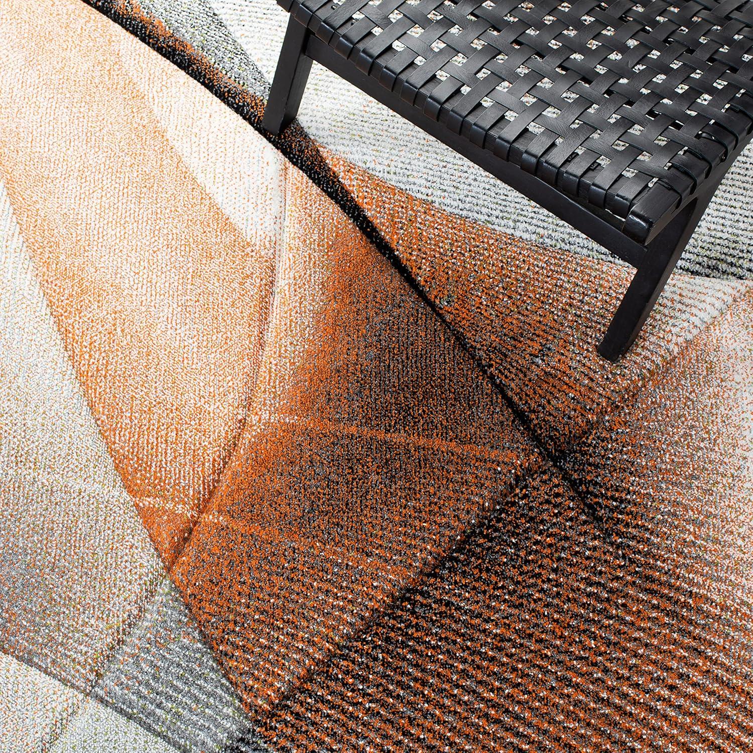 image:imageSAFAVIEH Hollywood Collection Area Rug 9 x 12 Beige amp Blue MidCentury Modern Design NonShedding amp Easy Care Ideal for High Traffic Areas in Living Room Bedroom HLW715BGreyOrange