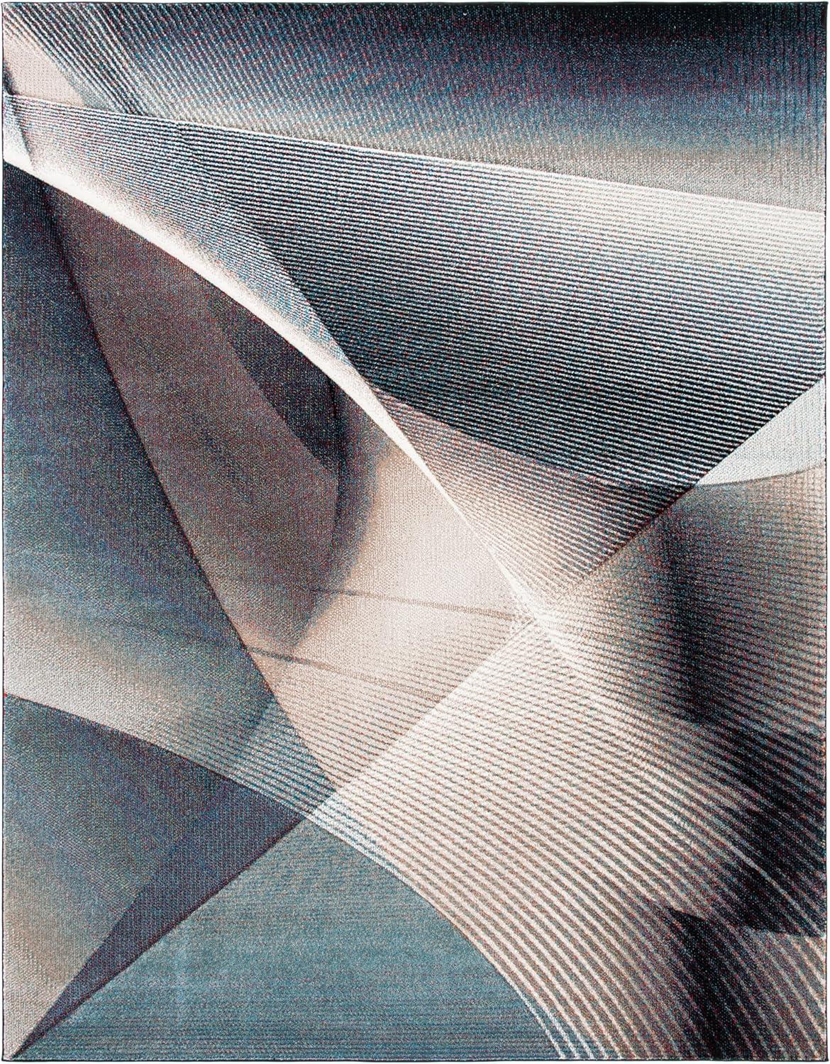 image:imageSAFAVIEH Hollywood Collection Area Rug 9 x 12 Beige amp Blue MidCentury Modern Design NonShedding amp Easy Care Ideal for High Traffic Areas in Living Room Bedroom HLW715BBeigeBlue