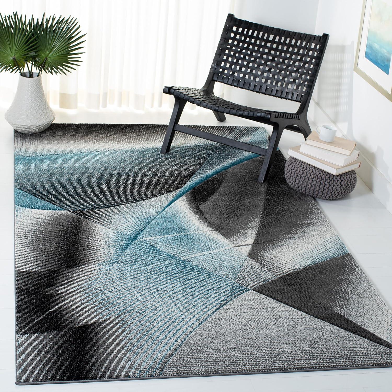 image:imageSAFAVIEH Hollywood Collection Area Rug 9 x 12 Beige amp Blue MidCentury Modern Design NonShedding amp Easy Care Ideal for High Traffic Areas in Living Room Bedroom HLW715BGreyBlue