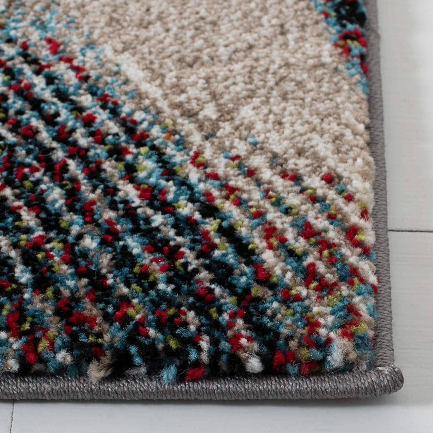 image:imageSAFAVIEH Hollywood Collection Area Rug 9 x 12 Beige amp Blue MidCentury Modern Design NonShedding amp Easy Care Ideal for High Traffic Areas in Living Room Bedroom HLW715BBeigeBlue