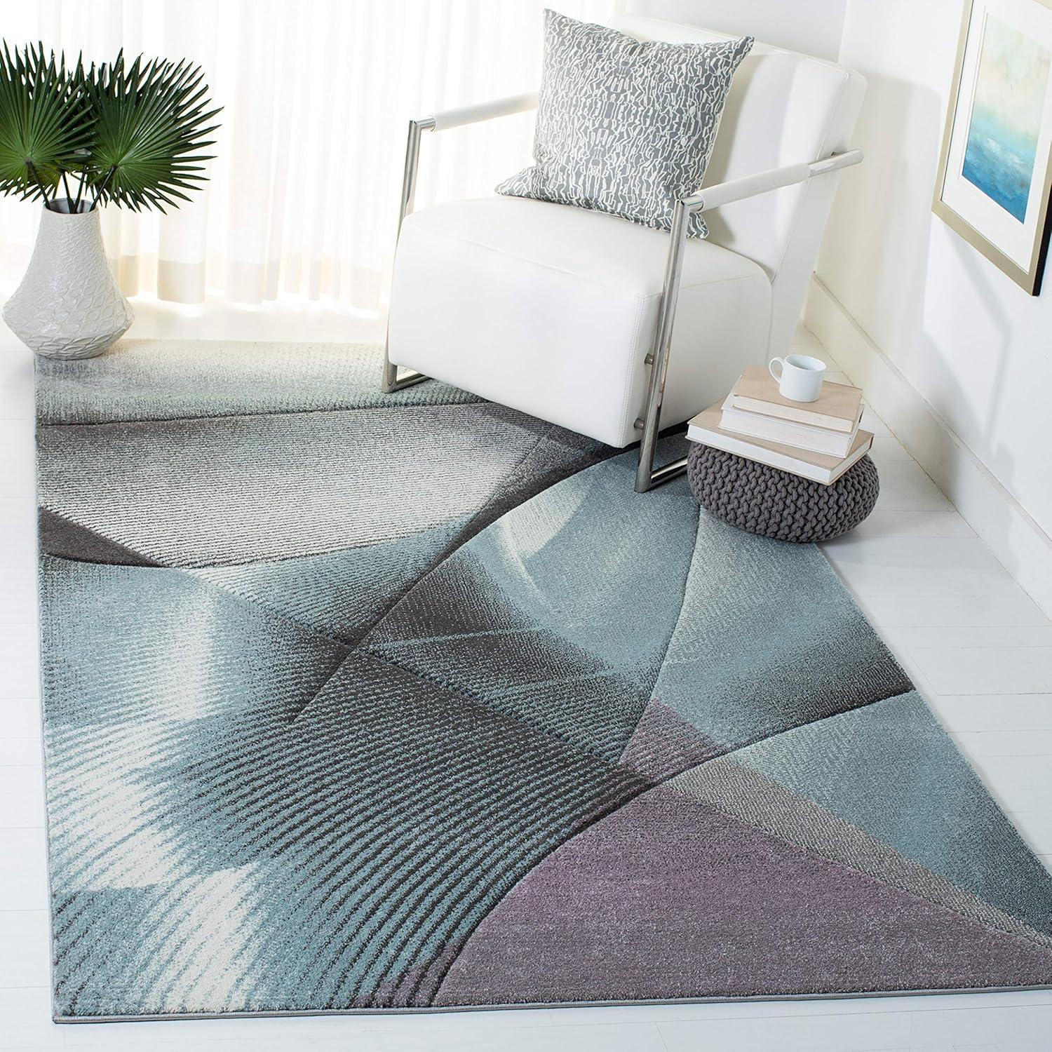 image:imageSAFAVIEH Hollywood Collection Area Rug 9 x 12 Beige amp Blue MidCentury Modern Design NonShedding amp Easy Care Ideal for High Traffic Areas in Living Room Bedroom HLW715BGreyLight Blue