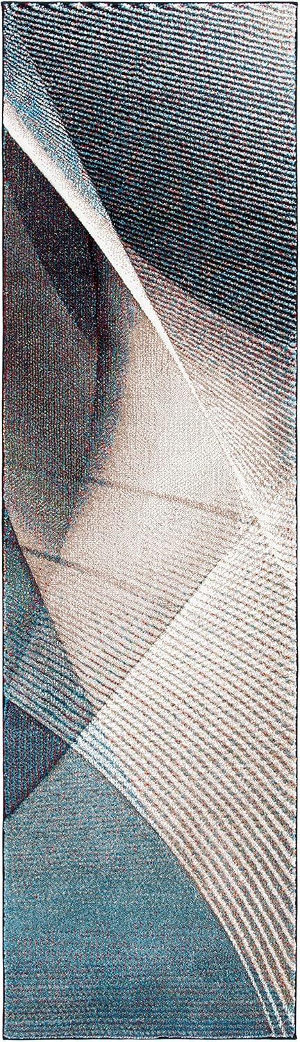 image:imageSAFAVIEH Hollywood Collection Area Rug 9 x 12 Beige amp Blue MidCentury Modern Design NonShedding amp Easy Care Ideal for High Traffic Areas in Living Room Bedroom HLW715BBeigeBlue