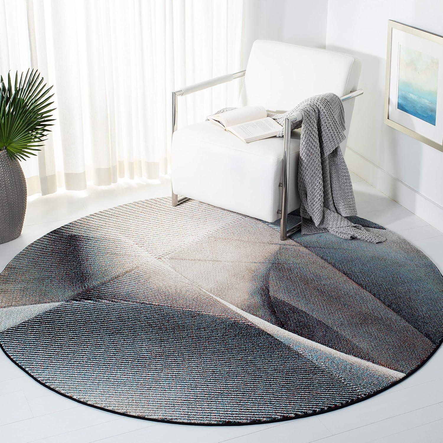 image:imageSAFAVIEH Hollywood Collection Area Rug 9 x 12 Beige amp Blue MidCentury Modern Design NonShedding amp Easy Care Ideal for High Traffic Areas in Living Room Bedroom HLW715BBeigeBlue