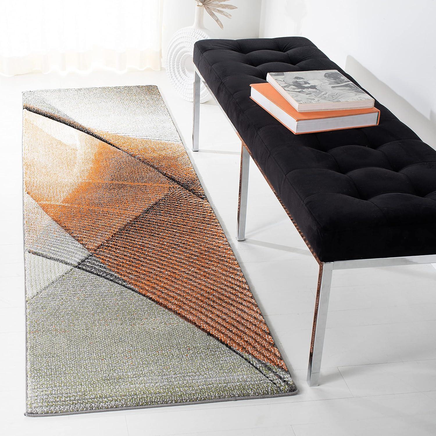 image:imageSAFAVIEH Hollywood Collection Area Rug 9 x 12 Beige amp Blue MidCentury Modern Design NonShedding amp Easy Care Ideal for High Traffic Areas in Living Room Bedroom HLW715BGreyOrange