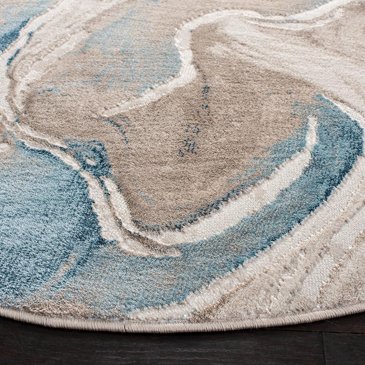 image:imageSAFAVIEH Meadow Collection Area Rug 9 x 12 Grey amp Pink Geometric Design Ideal for High Traffic Areas in Living Room Bedroom amp Dining Room MDW553G9BeigeBlue