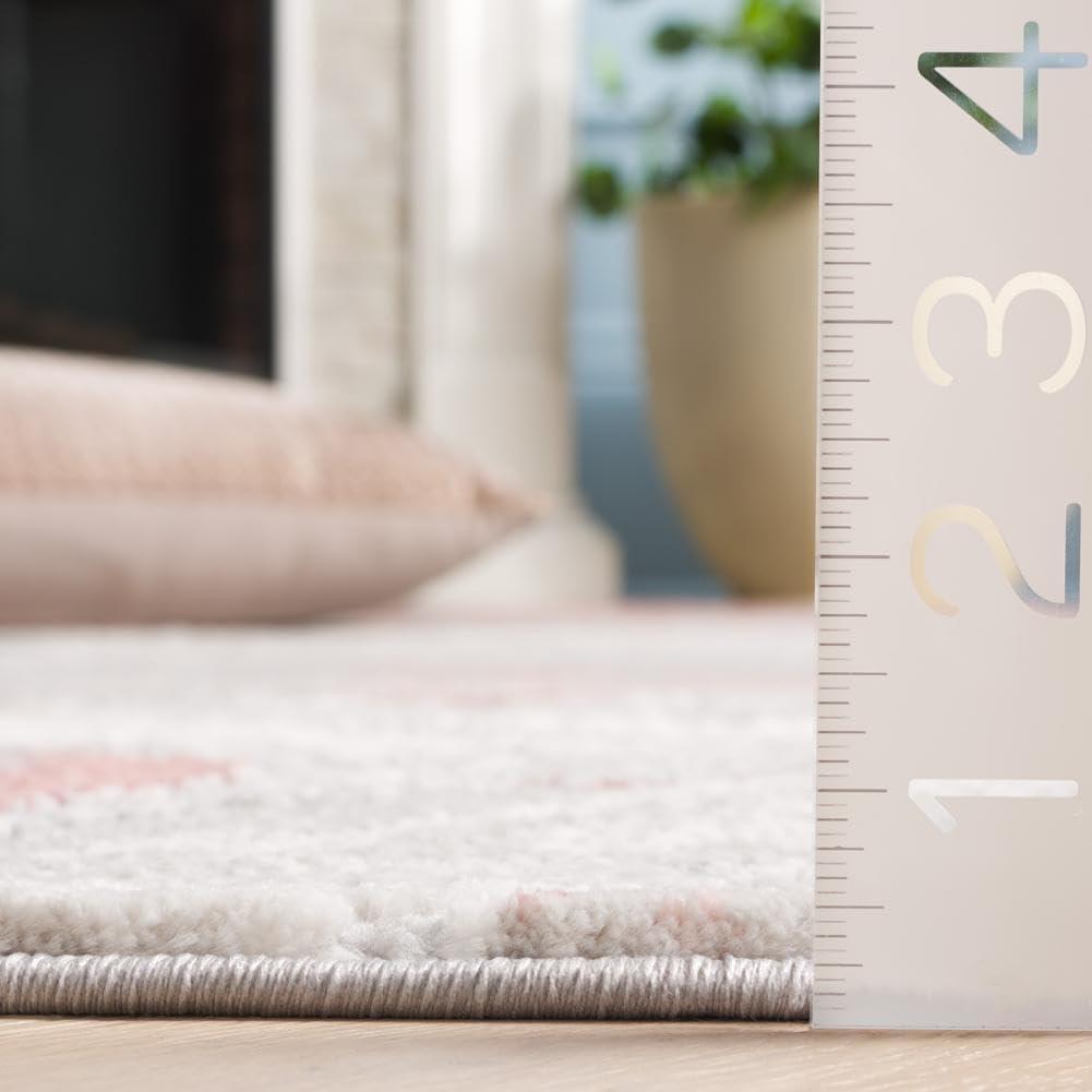 image:imageSAFAVIEH Meadow Collection Area Rug 9 x 12 Grey amp Pink Geometric Design Ideal for High Traffic Areas in Living Room Bedroom amp Dining Room MDW553G9Light GreyPink