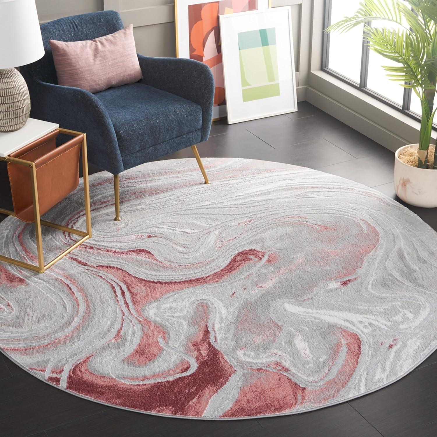 image:imageSAFAVIEH Meadow Collection Area Rug 9 x 12 Grey amp Pink Geometric Design Ideal for High Traffic Areas in Living Room Bedroom amp Dining Room MDW553G9Light GreyPink