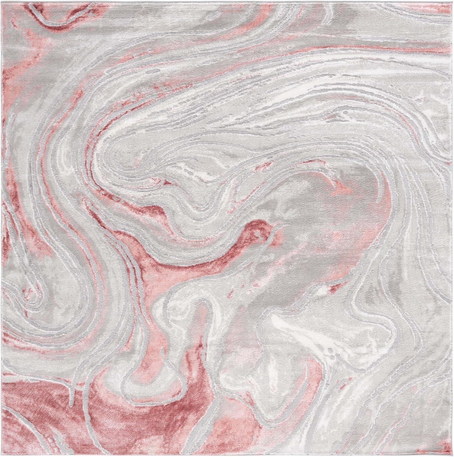 image:imageSAFAVIEH Meadow Collection Area Rug 9 x 12 Grey amp Pink Geometric Design Ideal for High Traffic Areas in Living Room Bedroom amp Dining Room MDW553G9Light GreyPink