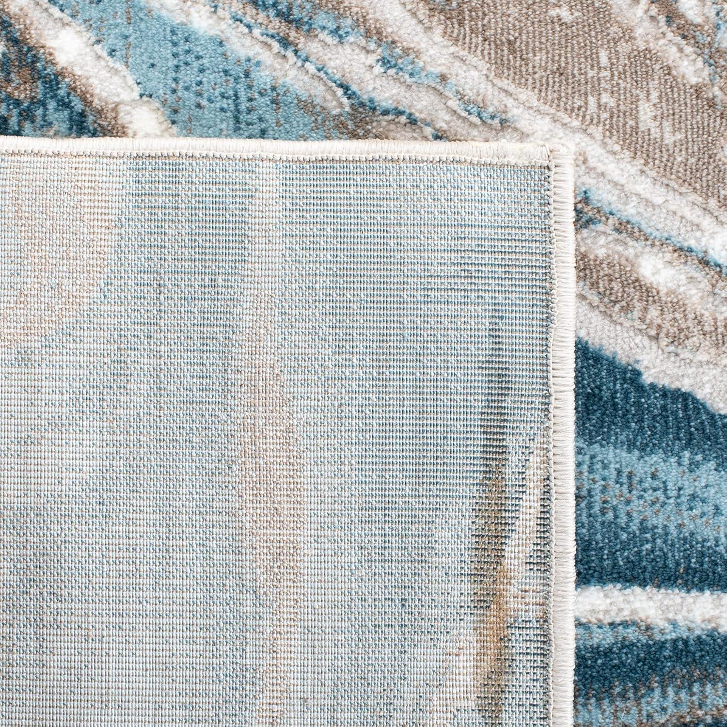 image:imageSAFAVIEH Meadow Collection Area Rug 9 x 12 Grey amp Pink Geometric Design Ideal for High Traffic Areas in Living Room Bedroom amp Dining Room MDW553G9BeigeBlue