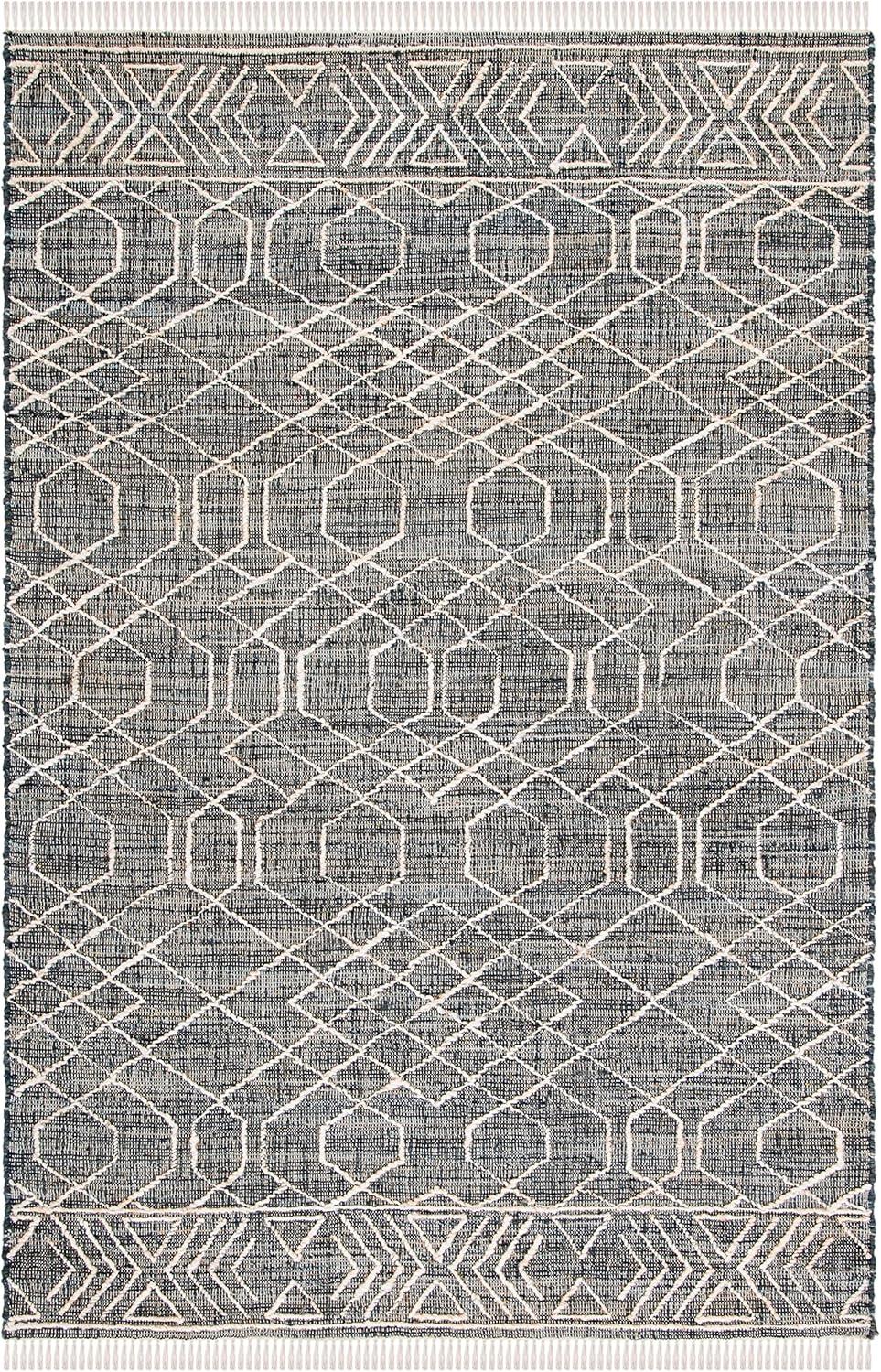 image:imageSAFAVIEH Natural Fiber Collection 8 x 10 BlackIvory NFB406Z Handmade Boho Fringe Jute Living Room Dining Bedroom Area RugBlackIvory