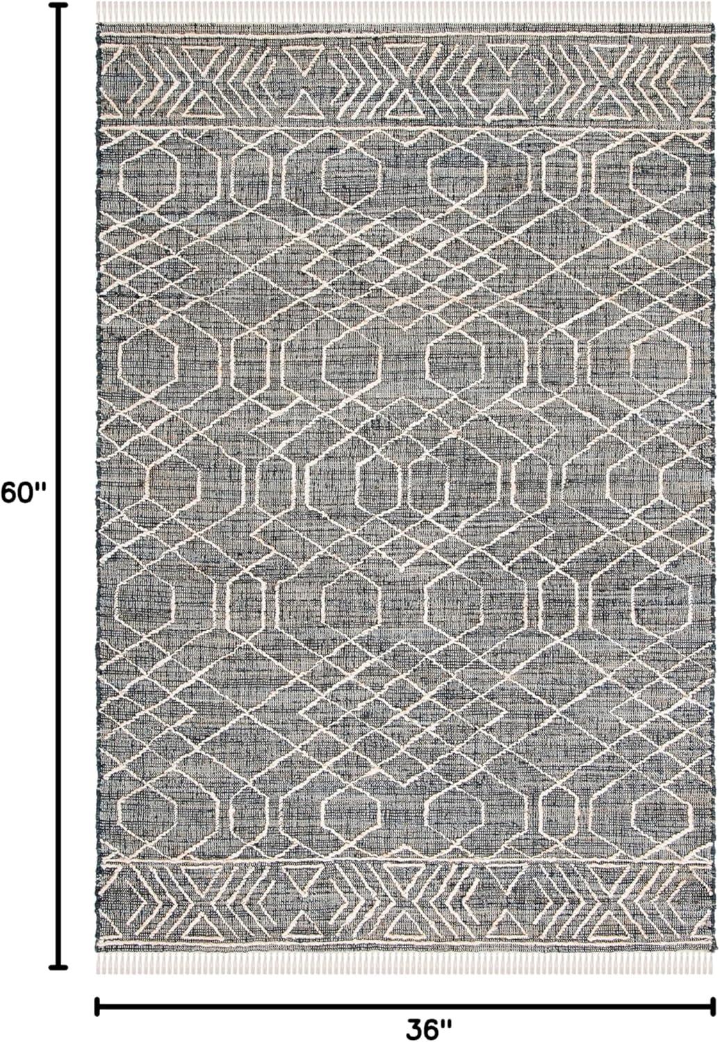 image:imageSAFAVIEH Natural Fiber Collection 8 x 10 BlackIvory NFB406Z Handmade Boho Fringe Jute Living Room Dining Bedroom Area RugBlackIvory