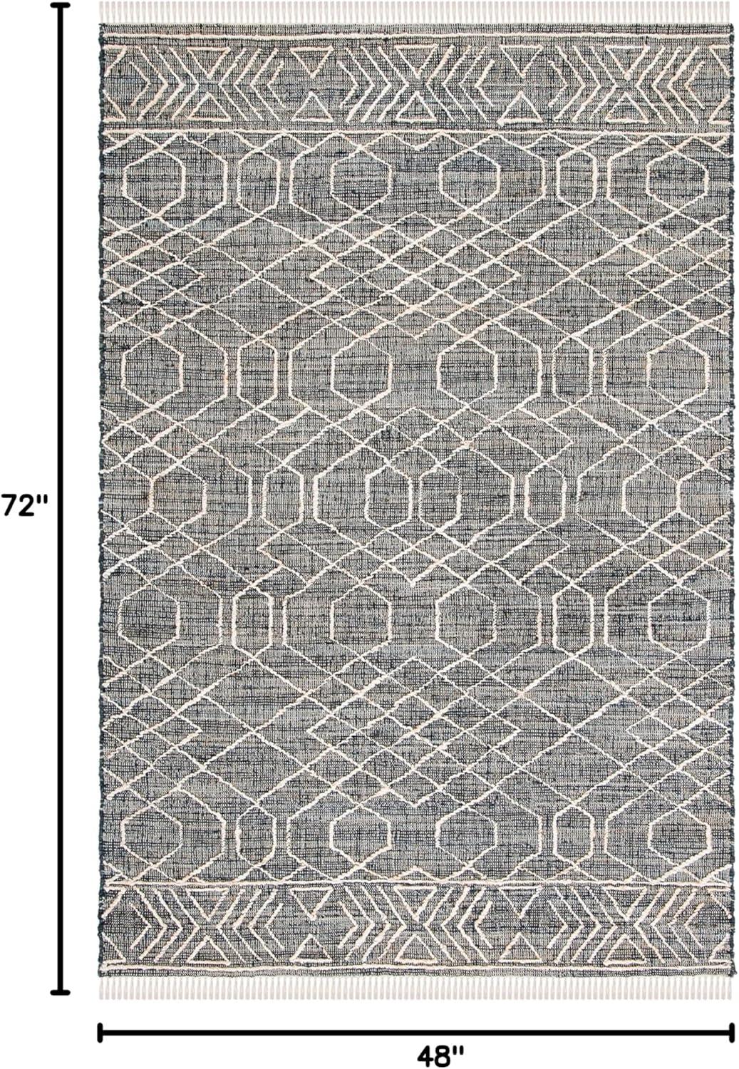 image:imageSAFAVIEH Natural Fiber Collection 8 x 10 BlackIvory NFB406Z Handmade Boho Fringe Jute Living Room Dining Bedroom Area RugBlackIvory