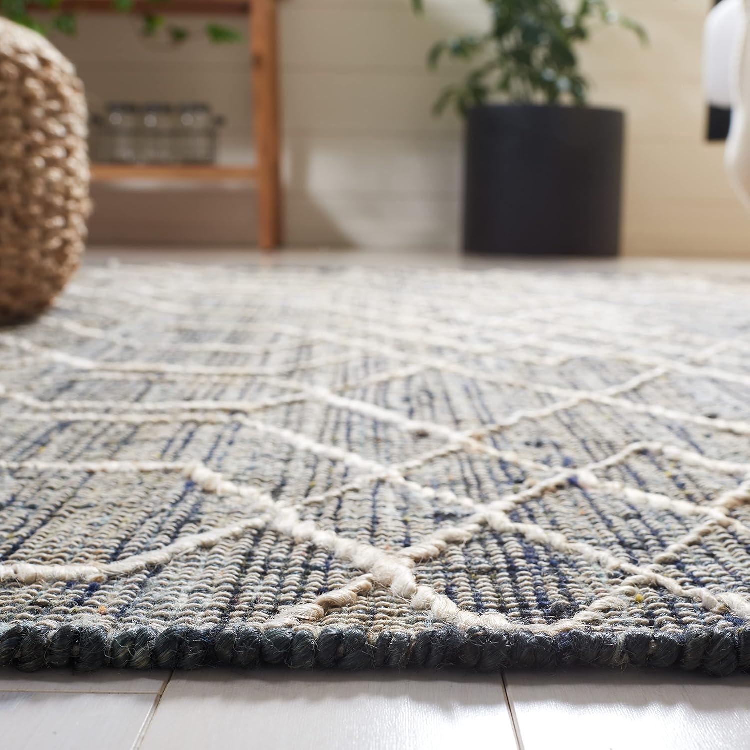 image:imageSAFAVIEH Natural Fiber Collection 8 x 10 BlackIvory NFB406Z Handmade Boho Fringe Jute Living Room Dining Bedroom Area RugBlackIvory