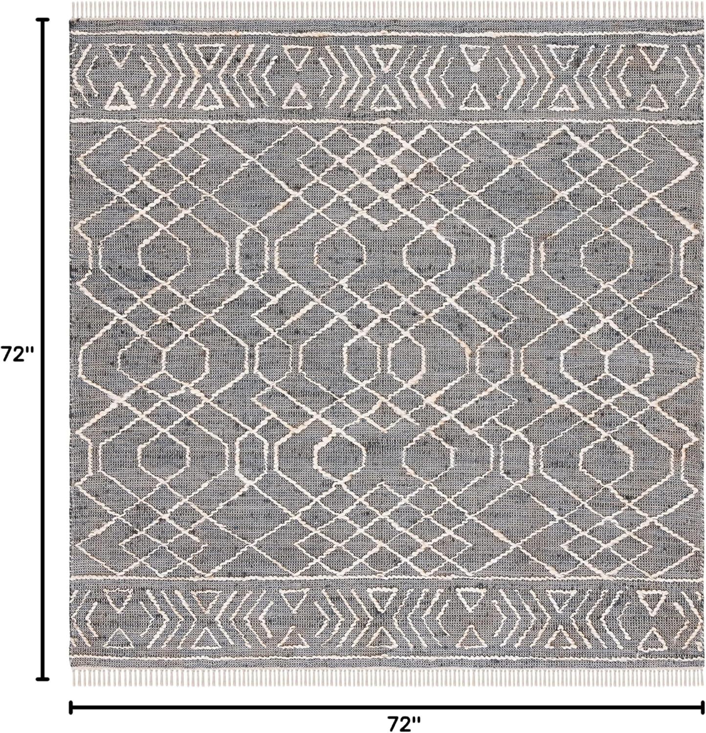 image:imageSAFAVIEH Natural Fiber Collection 8 x 10 BlackIvory NFB406Z Handmade Boho Fringe Jute Living Room Dining Bedroom Area RugBlackIvory