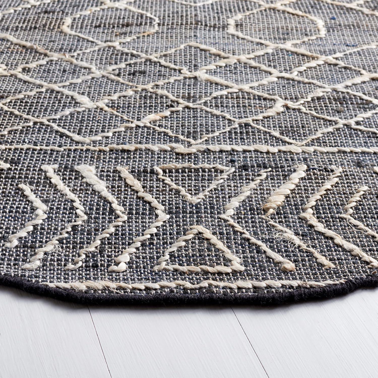 image:imageSAFAVIEH Natural Fiber Collection 8 x 10 BlackIvory NFB406Z Handmade Boho Fringe Jute Living Room Dining Bedroom Area RugBlackIvory