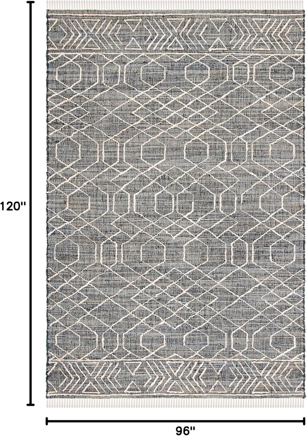 image:imageSAFAVIEH Natural Fiber Collection 8 x 10 BlackIvory NFB406Z Handmade Boho Fringe Jute Living Room Dining Bedroom Area RugBlackIvory